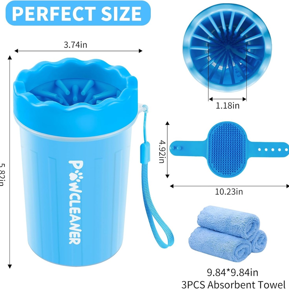 Professional 7 In 1 Dog Paw Cleaner For Dogs & Cats Includes 1 Portable Paw Washer 1 Bath Brush 2 Dog Toothbrushes And 3 Absorbent Towels Note Fits Paws 1.5 To 2.5 Inches Wide - Image 5