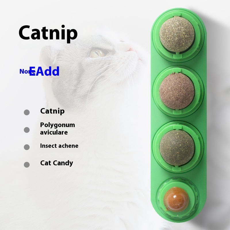 4 In 1 Rotating Catnip Silver Vine Ball Teeth Cleaning Acne Prevention Digestive Health Wall Stick On Toy Edible Safe Material - Image 5
