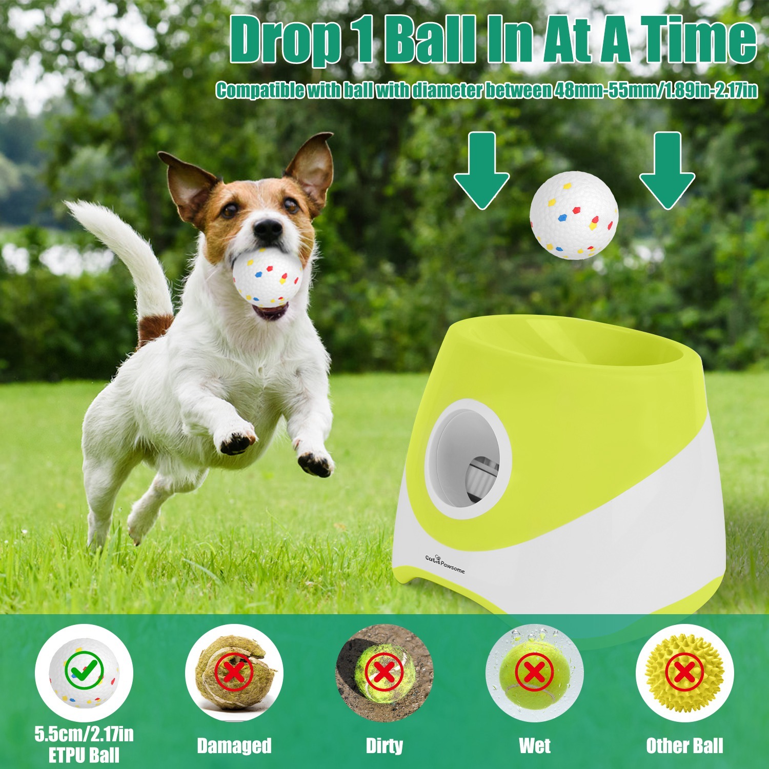Automatic Dog Ball Launcher Rechargeable Interactive Pet Ball Thrower For Small Medium Dogs Interactive Dog Fetch Toy With 3 Adjustable Distance Settings 6Pcs 2.3in Balls - Image 4