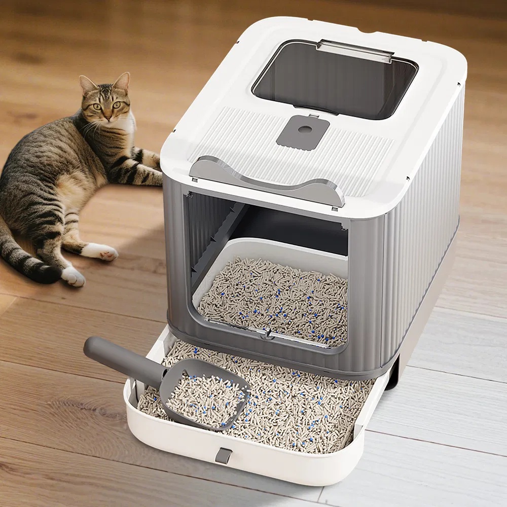 Elevated Leak Proof Elf White Cat Litter Box, Made Of Sturdy And Durable Materials, Also Suitable For Multi Cat Households - Image 2