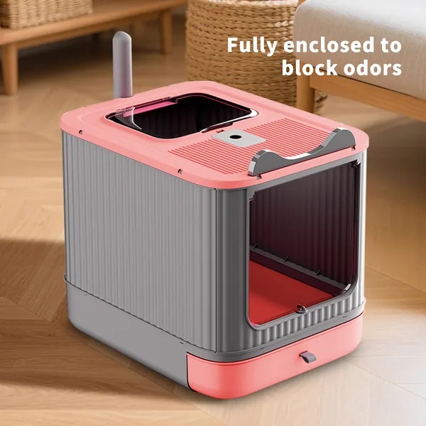 Elevated Leak Proof Elf Pink Cat Litter Box, Made Of Sturdy And Durable Materials, Also Suitable For Multi Cat Households - Image 3