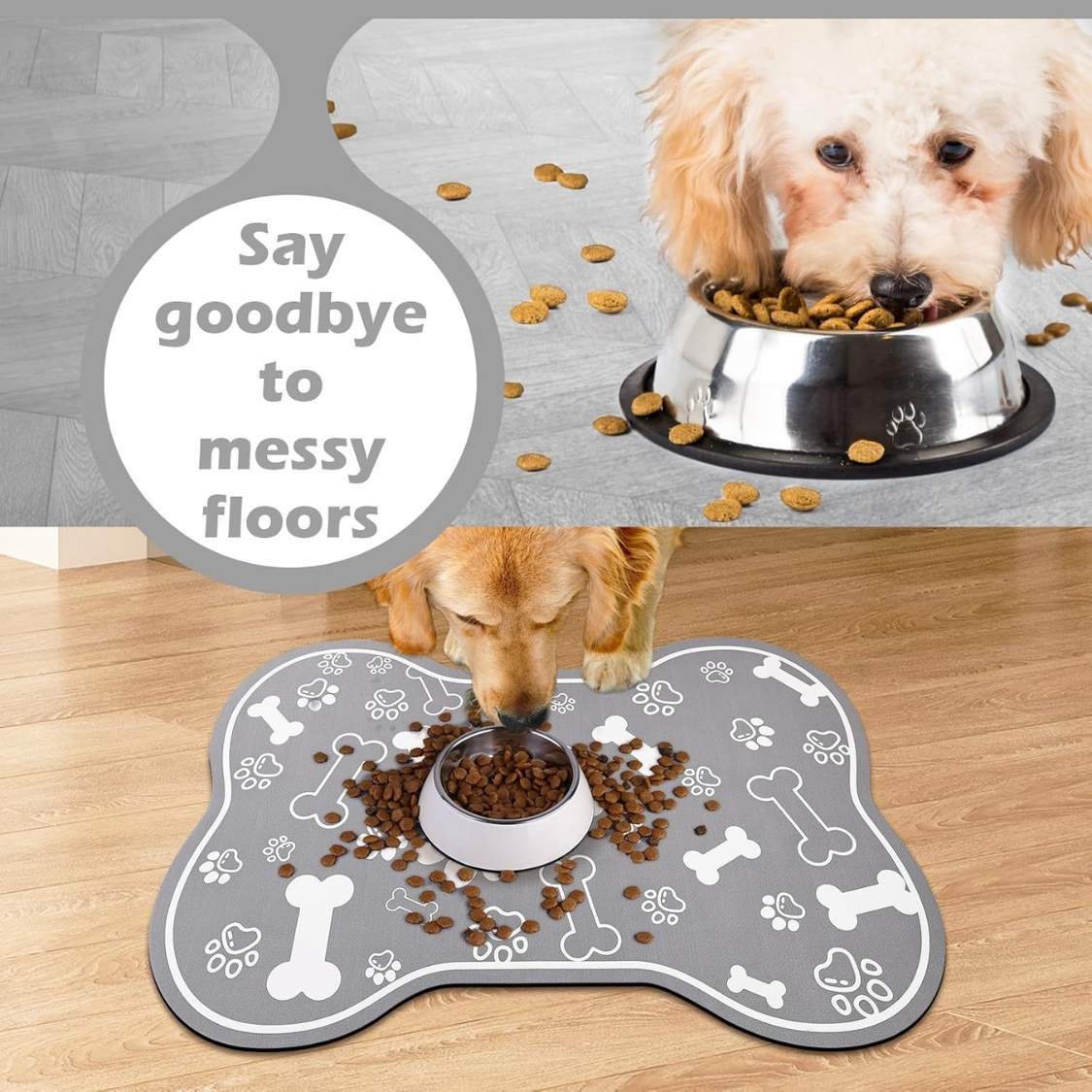 Dog Cat Food Mat,Rapid Absorbent Pet Feeding Mat, Bone Shaped Dog Placemat Water Bowl Mat With Rubber Backing,No Stains Dog Cat Food Mats Indoor, Pet - Image 7