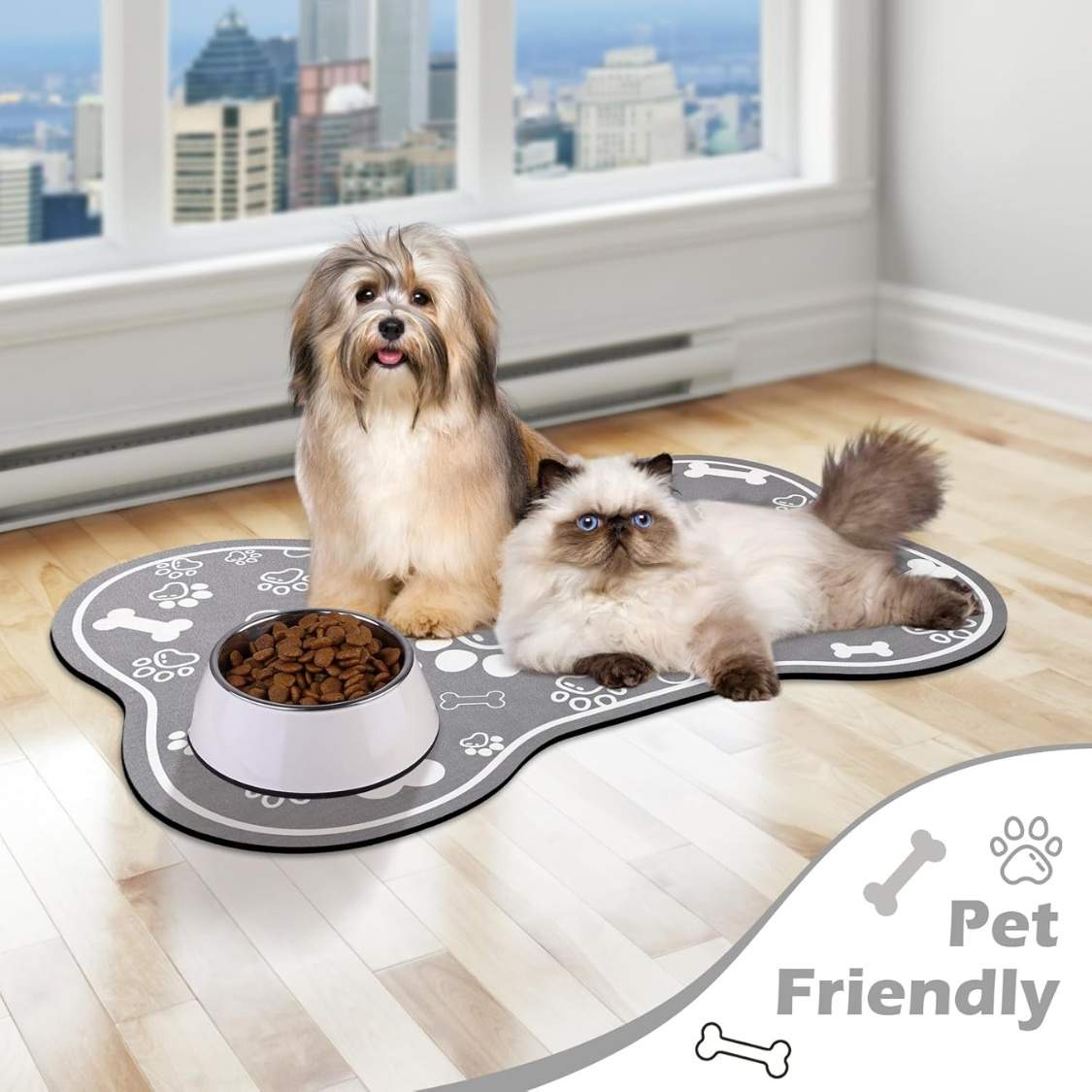 Dog Cat Food Mat,Rapid Absorbent Pet Feeding Mat, Bone Shaped Dog Placemat Water Bowl Mat With Rubber Backing,No Stains Dog Cat Food Mats Indoor, Pet - Image 5
