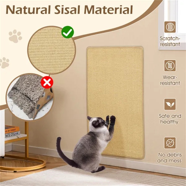 2-Pack 32"x20" Natural Sisal Cat Scratching Mats, Multifunctional Resting & Play Pads For Multi-Cat Households - Image 5