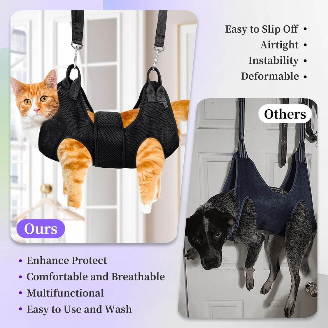Cat Grooming Hammock Kit For Cats Dogs Up To 12 Lb, Hanging Harness And Sling For Nail Trimming, Includes Clippers Trimmer - Image 2