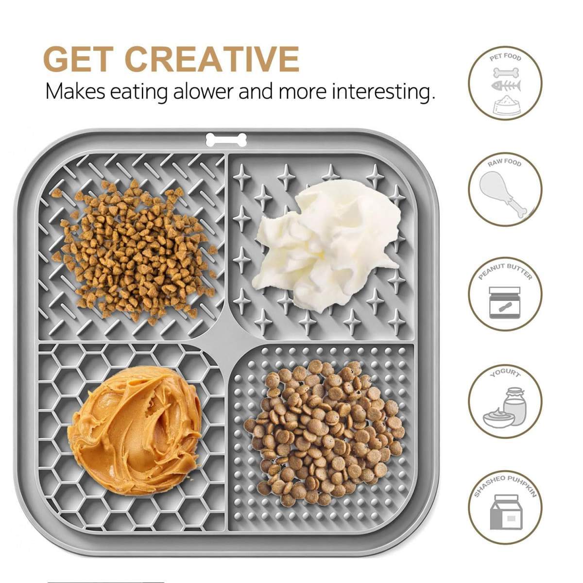 Licking Mat For Dogs & Cats With Suction Cups, 1 Pack Square Dog Slow Feeder Lick Pat For Anxiety Relief & Boredom, Dog Toys To Keep Them Busy, Pets Bathing Training Grooming Mat - Image 2