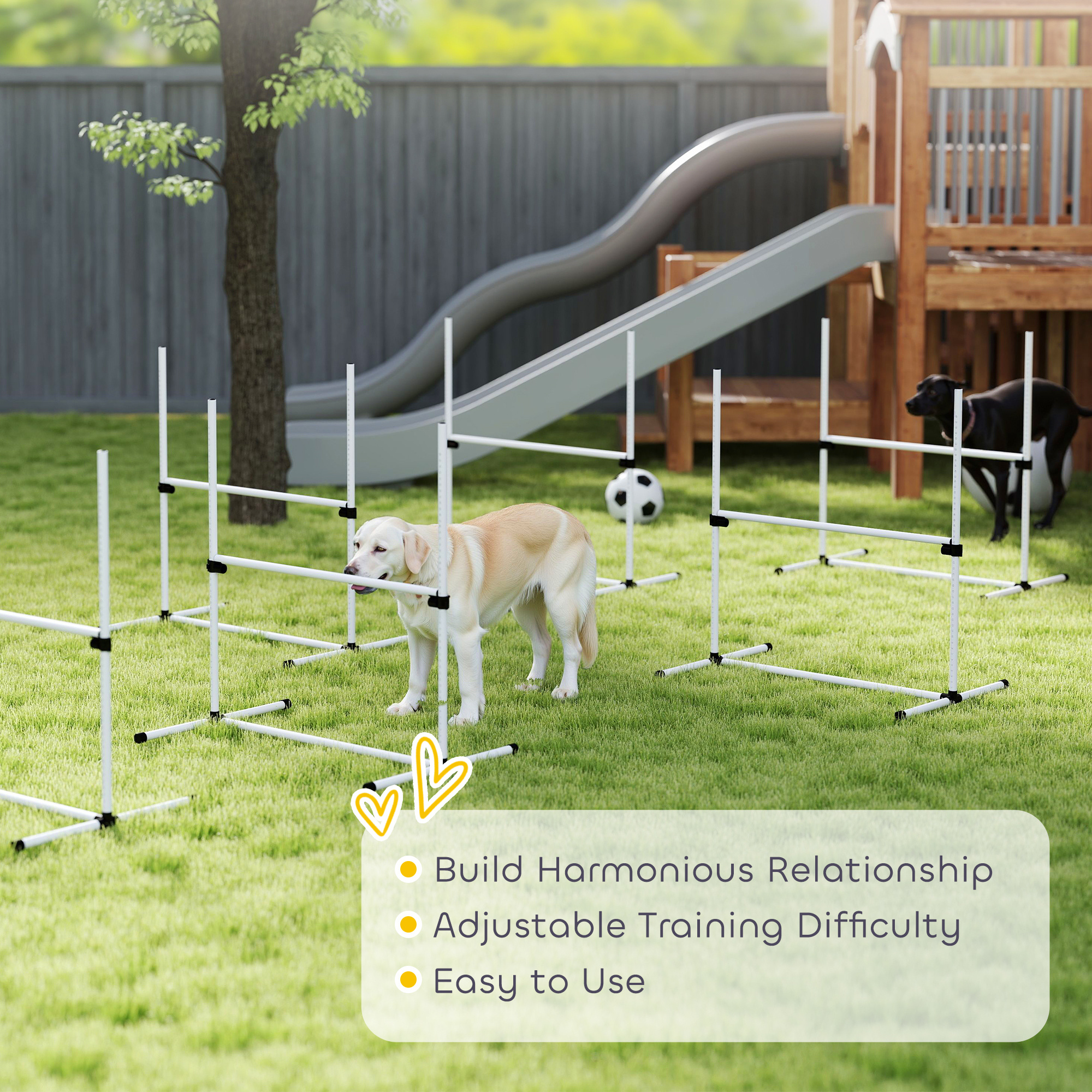 6 Piece Dog Agility Set with Adjustable Height Jump Bars, Carry Bag, Displacing Top Bar, White - Image 6