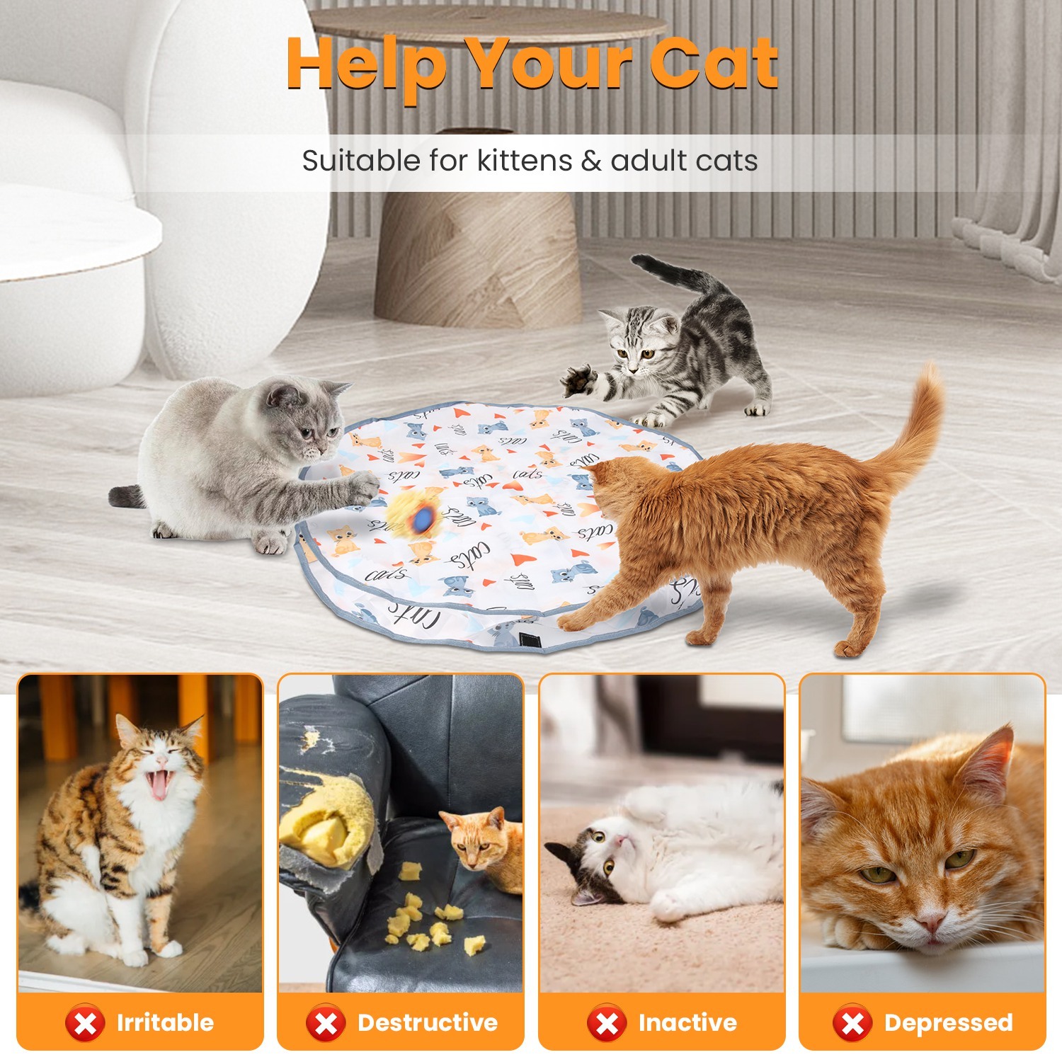 1Pc Cat Toys Ball Fast Rolling In Pouch Rechargeable Motion Activated Interactive Cat Toys For Indoor Cats Hide And Seek Mouse Catching Game - Image 4