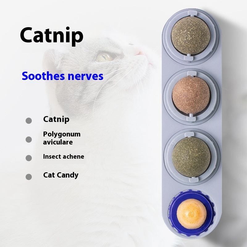 4 In 1 Rotating Catnip Silver Vine Ball Teeth Cleaning Acne Prevention Digestive Health Wall Stick On Toy Edible Safe Material - Image 7