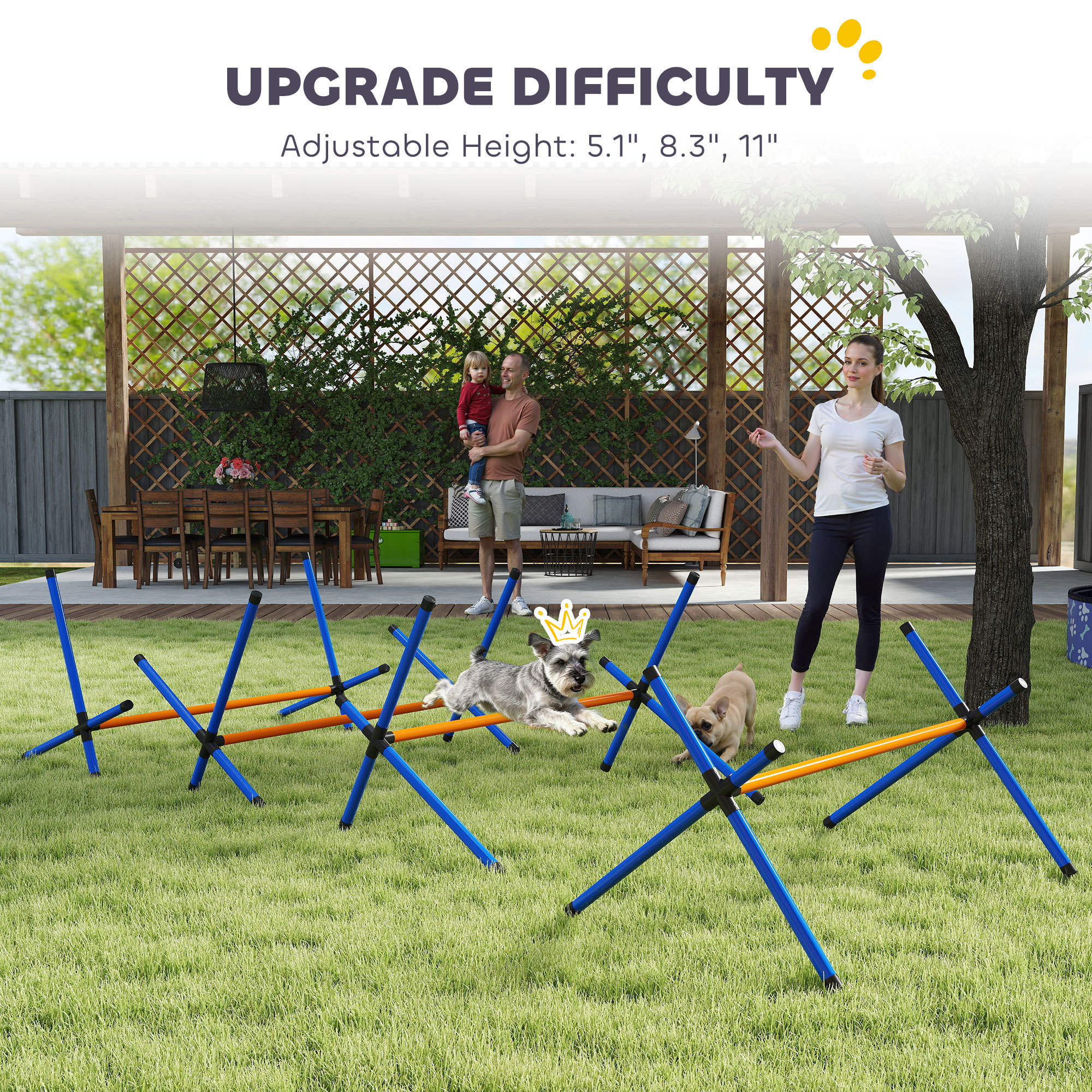 4 Pieces Dog Agility Equipment, Dog Agility Course Backyard Set with Adjustable Height Jump Bars and Carry Bag - Image 8