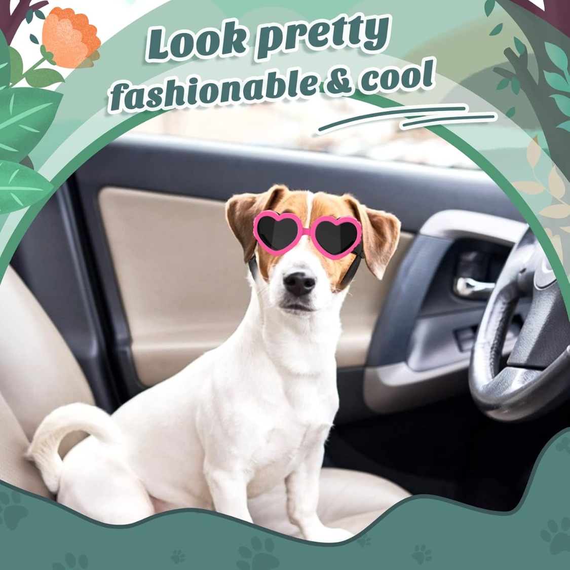 Small Dog Sunglasses UV Protection Heart Shape Dogs Goggles - Image 3