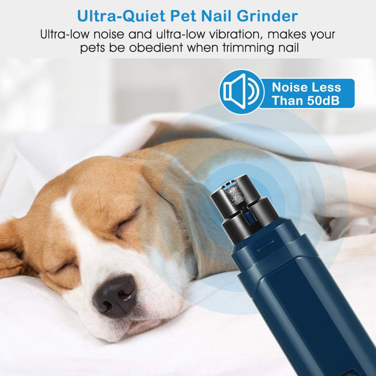 1Pc Dog Nail Grinder 2 Speeds Quiet USB Rechargeable Pet Nail Grinder Professional Pet Nail Trimmer Cordless Paws Grooming & Smoothing Claw Care For Small Medium Large Dogs & Cats - Image 4