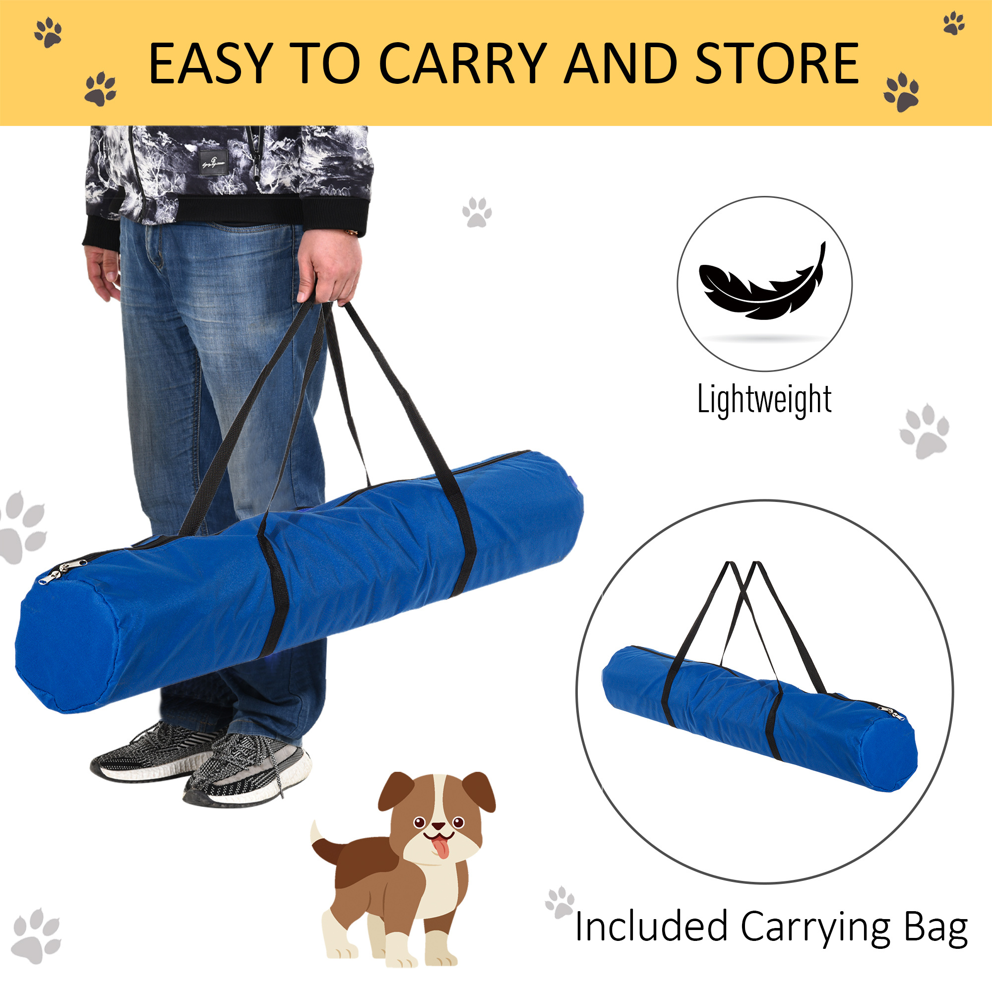 4 Piece Dog Agility Starter Kit with Adjustable Height Jump Bars, Included Carry Bag & Displacing Top Bar - Blue - Image 7