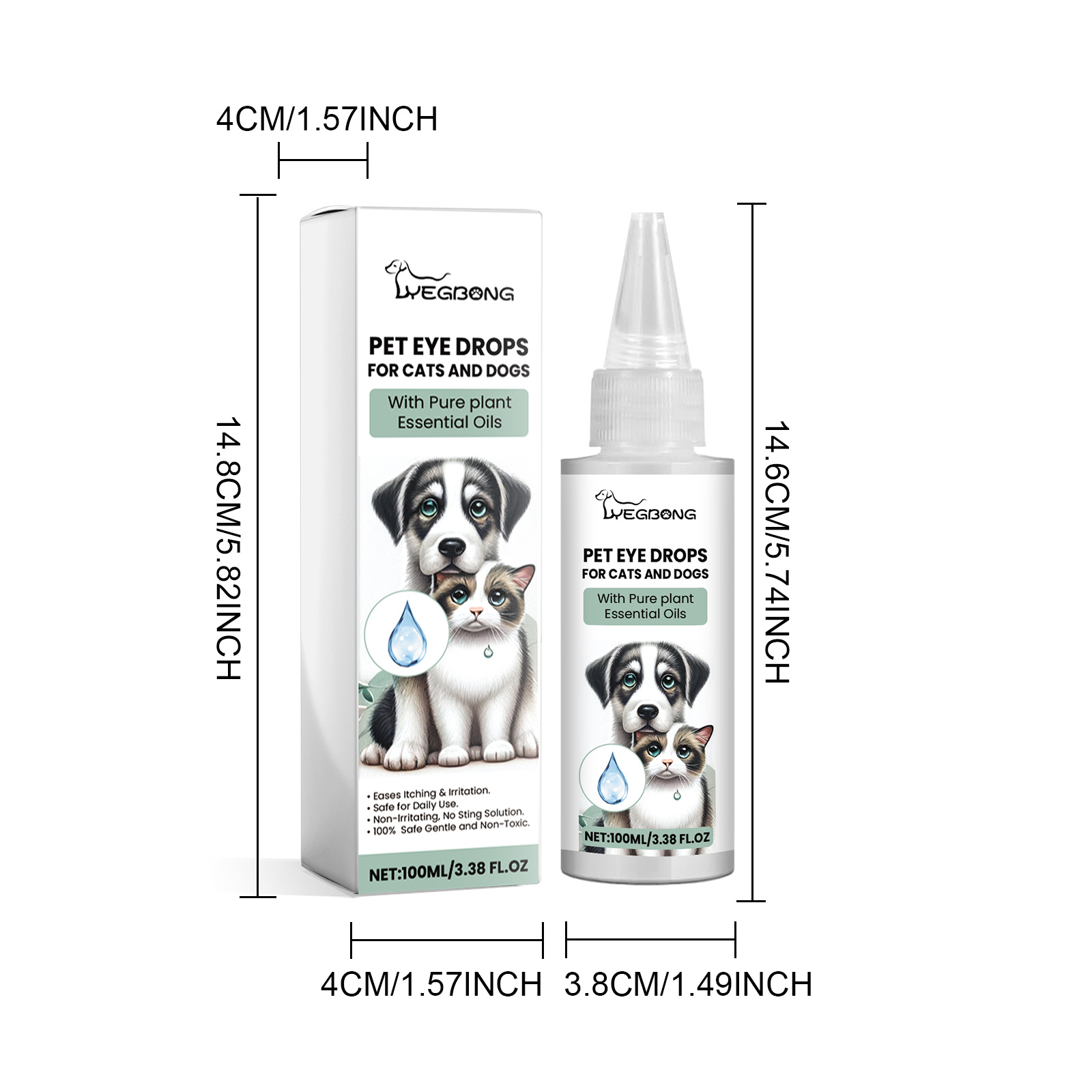 Pet Eye Drops For Dogs & Cats, Gentle Eye Cleaner With Honeysuckle Oil & Blueberry Extract, Soothes Irritation, Tear Stain Remover For Pet Daily Eye Care - Image 5