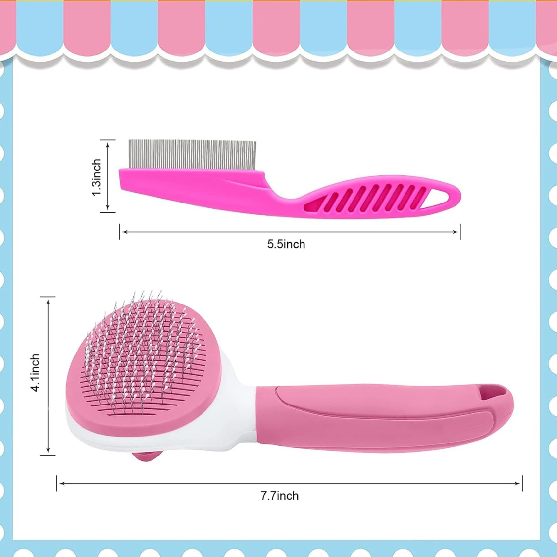 Cat Brushes For Indoor Cats, Dog Brush For Shedding With Metal Cat Comb, Self Cleaning Pet Hair Brush With Release Button For Grooming Kitten - Image 5
