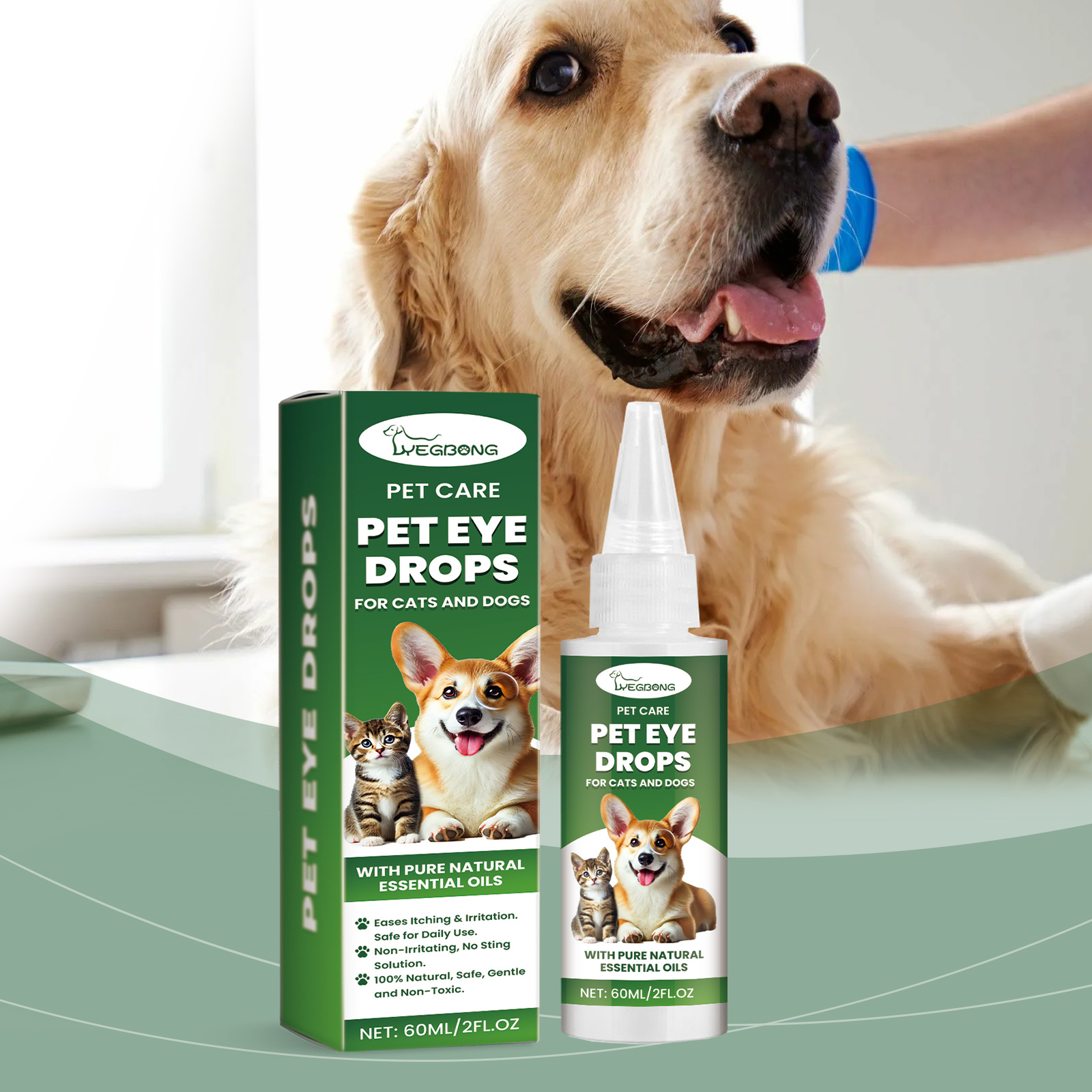 Dog Cat Eye Drops, Gentle Eye Care With Sodium Hyaluronate & Vitamin E, Soothe Irritation, 60ml Pet Eye Cleaner - Image 7