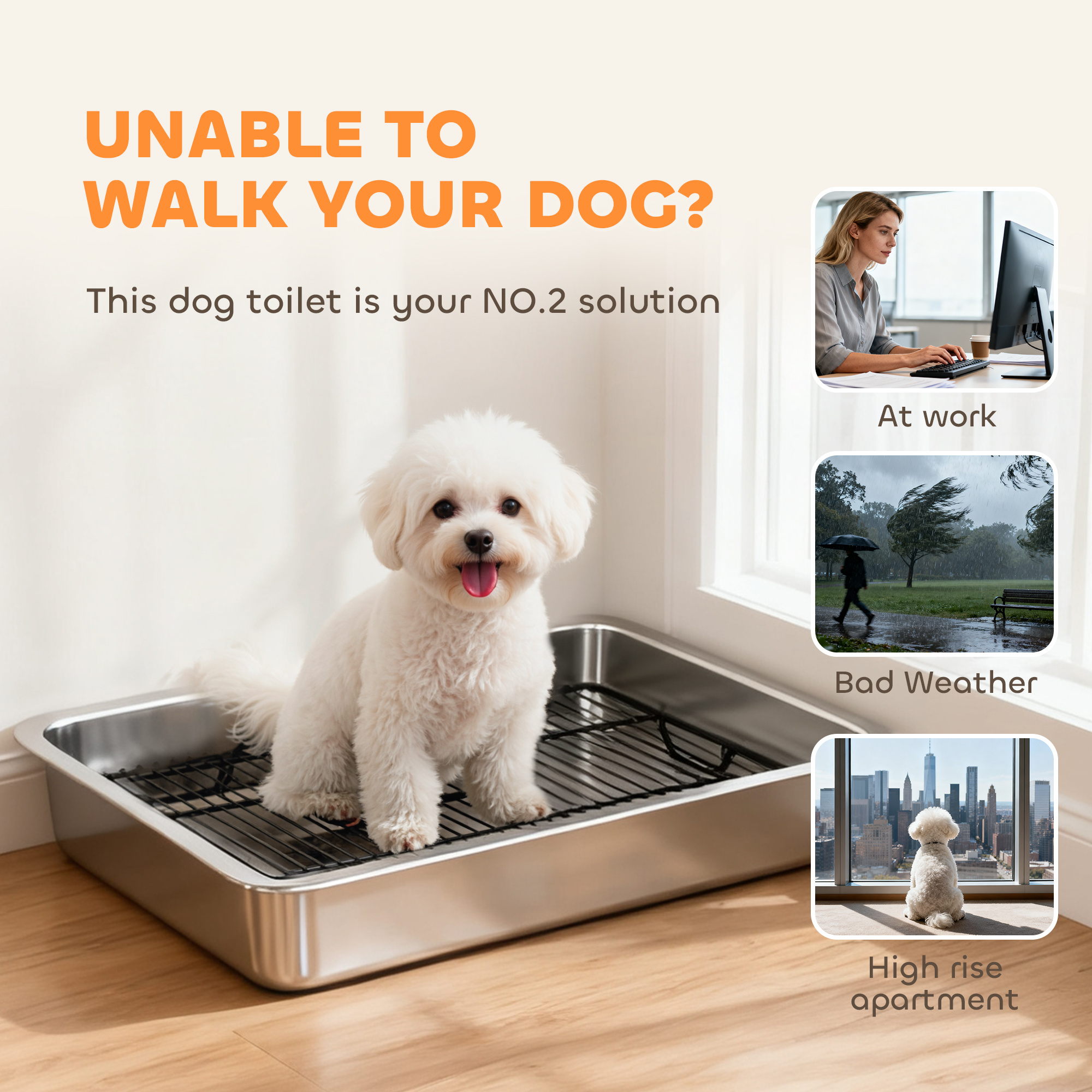 Dog Potty Tray Stainless Steel for Small and Medium Dogs, Dog Training Tray for Porch, Bathroom, Balcony, 28" x 20" x 4" - Image 7