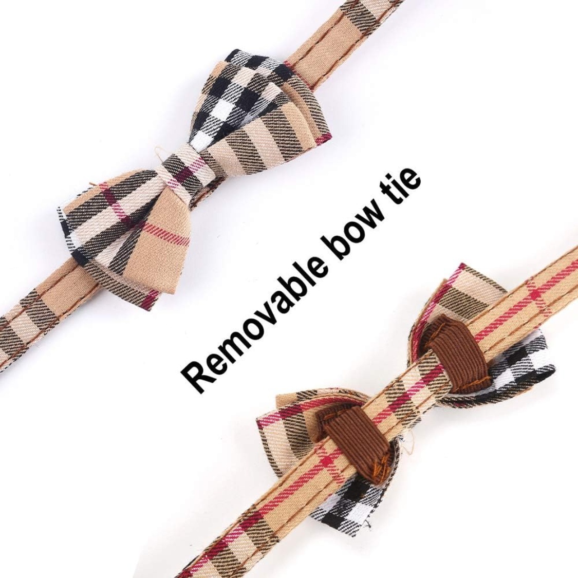 Cat Collars Breakaway With Cute Bow Bell 2 Pack Kitten Collar Plaid Cat Collar With Removable Bowtie Cat Collar For Cats Kittens - Image 5