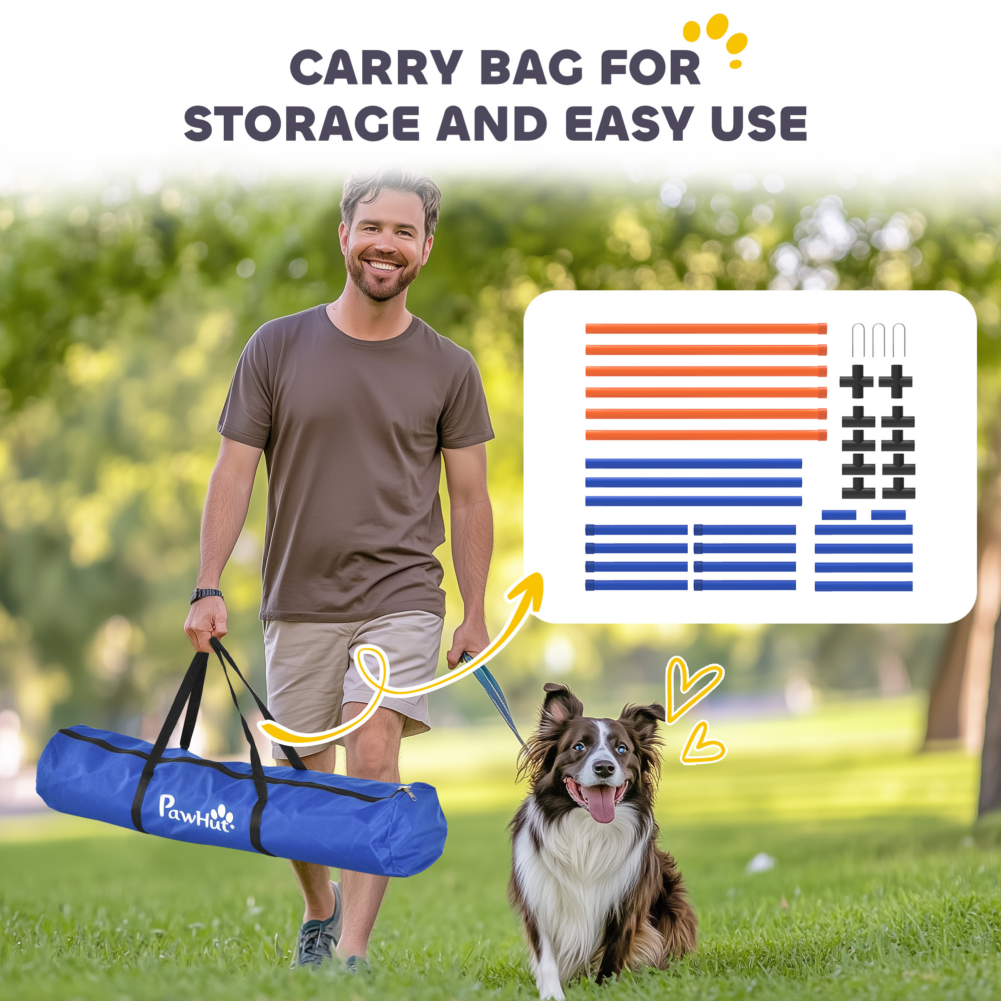 Dog Agility Training Equipment Adjustable Poles for Dog Agility Course with Carry Bag - Image 3