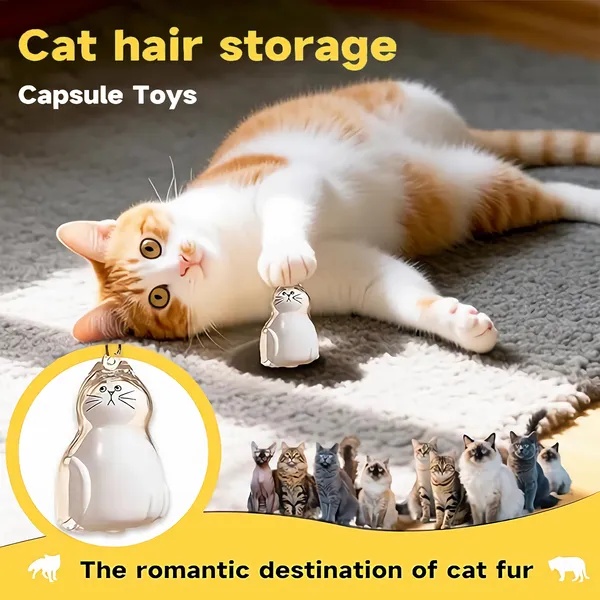 6-Piece Cat Hair Memorial Pendant Set - Pet Keepsake - Soft Fur Capsule Pendant, Portable Keychain - Image 5
