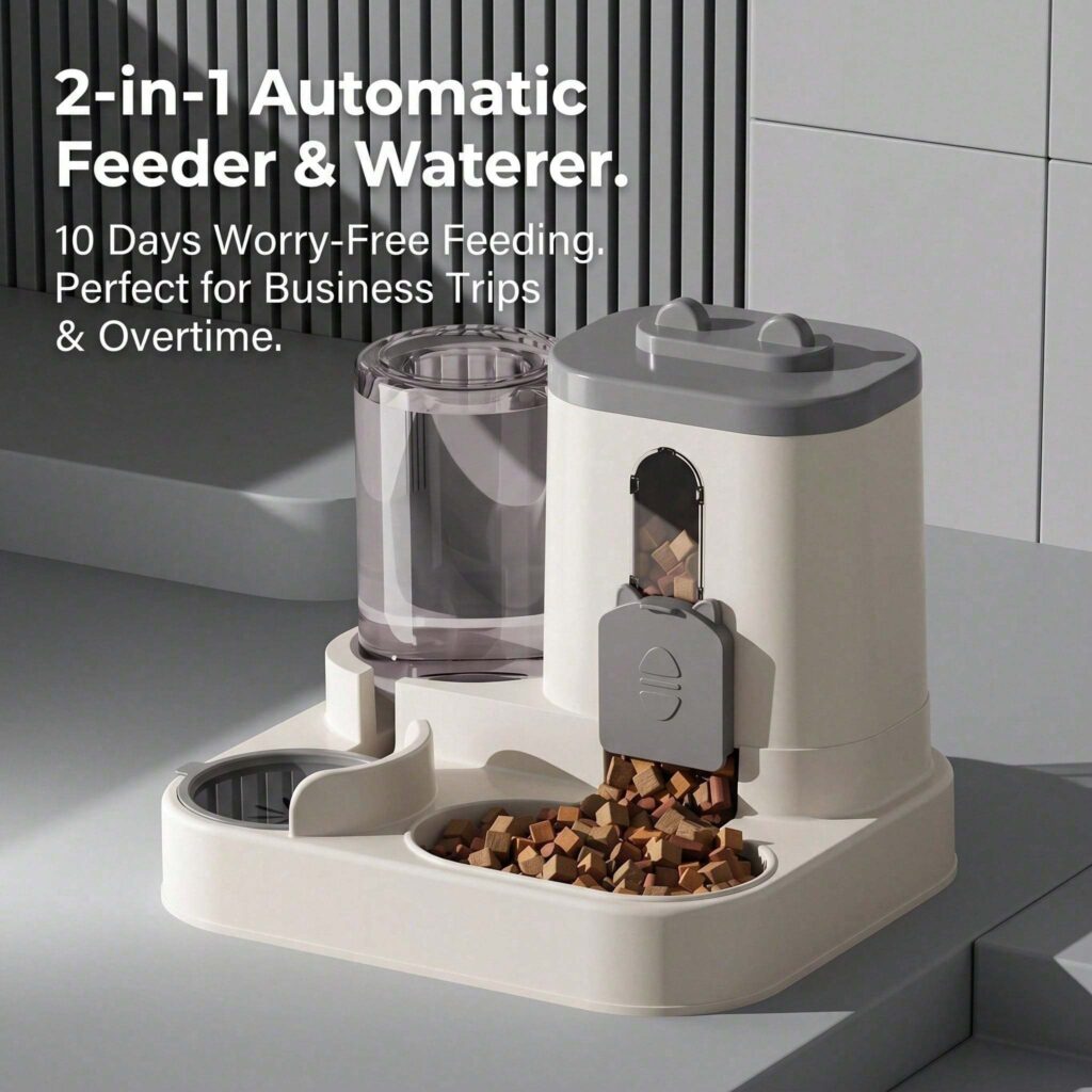 4 Colors Gravity Pet Feeder Water Dispenser Cute Cat Shaped Automatic Food Water Bowl Large Capacity Detachable Stable Anti Slip Base Feeding Supplies For Cats Puppies Small Animals Home Indoor Use