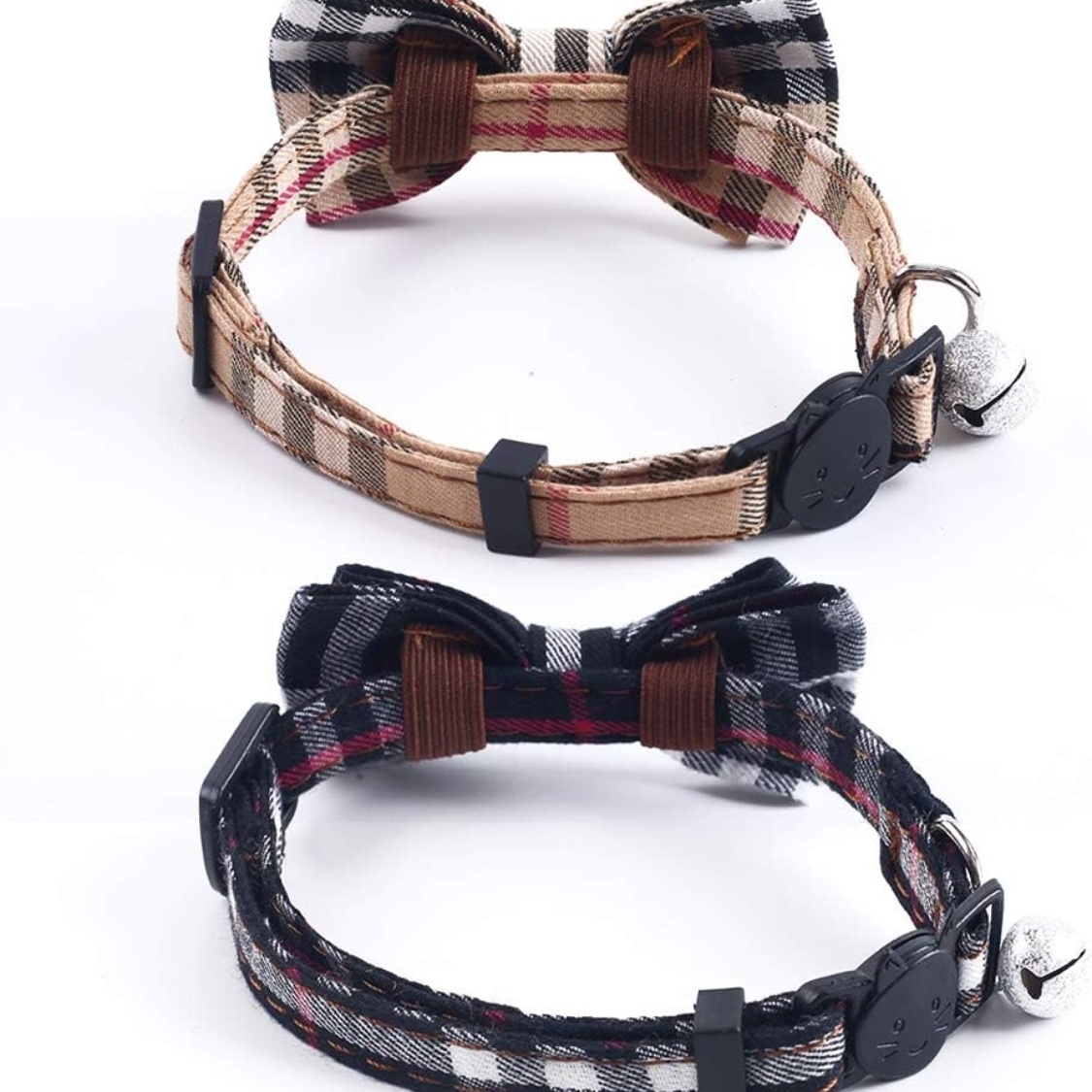 Cat Collars Breakaway With Cute Bow Bell 2 Pack Kitten Collar Plaid Cat Collar With Removable Bowtie Cat Collar For Cats Kittens - Image 2