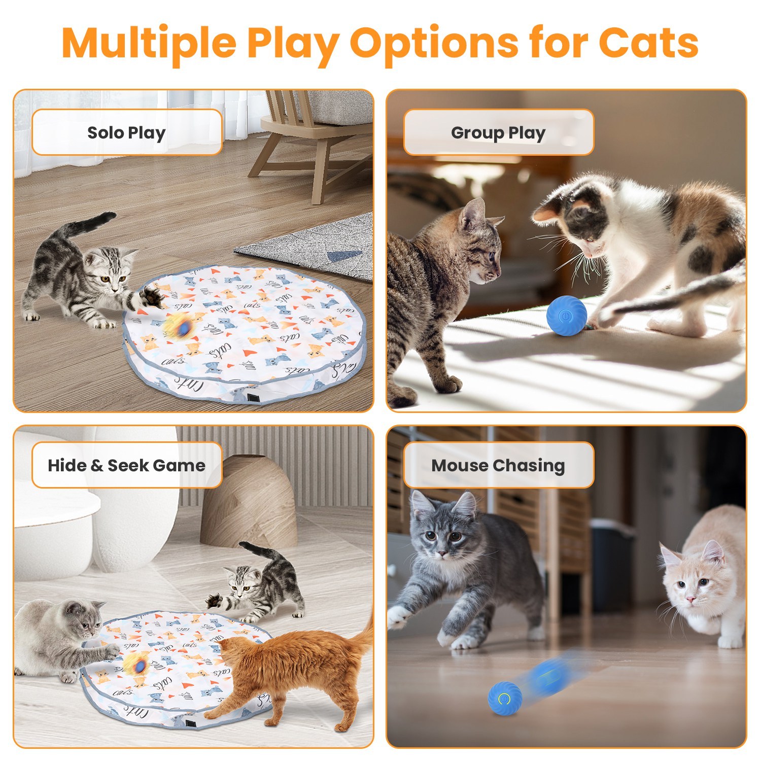 1Pc Cat Toys Ball Fast Rolling In Pouch Rechargeable Motion Activated Interactive Cat Toys For Indoor Cats Hide And Seek Mouse Catching Game - Image 2