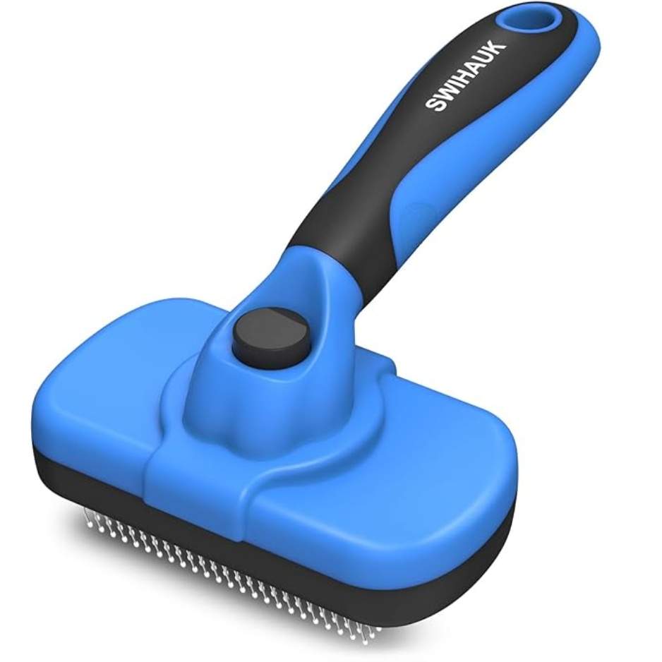 Self Cleaning Slicker Brush Skin Friendly Deshedding Grooming Tool For Dogs Cats Suitable For Shedding Haired Pets With Pet Supplies Accessories Blue