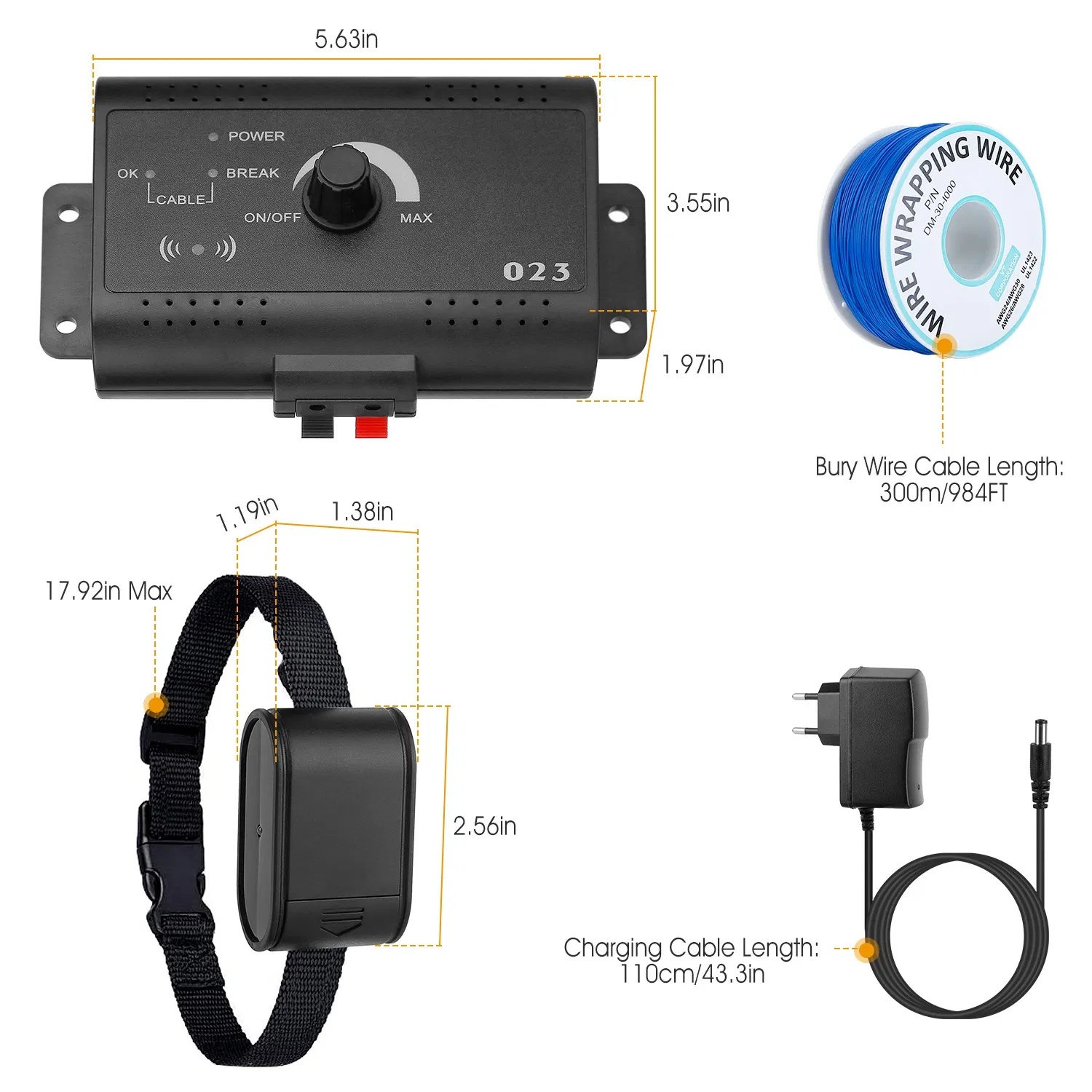 Electric Dog Fence System Pet Tone Shock Boundary Containment Water Resistant Collar Receiver For Small Medium Large Dog - Image 3