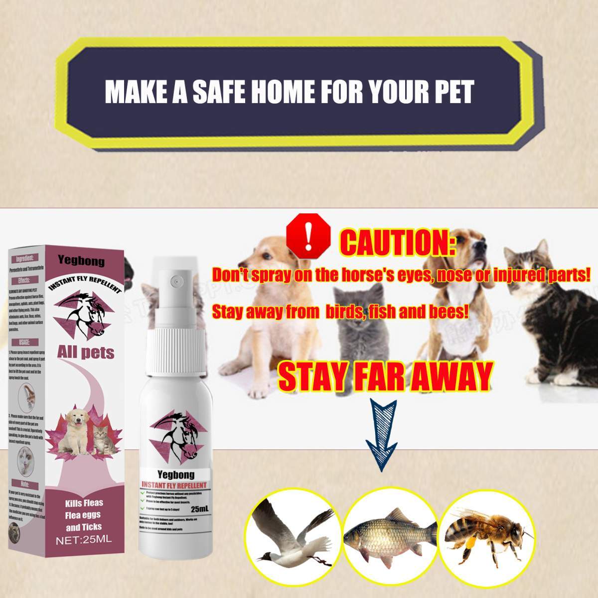 Pet Instant Fly & Pest Repellent Spray 25ml, Kills Fleas, Ticks, Flea Eggs, Safe For Dogs, Cats & Horses - Image 5