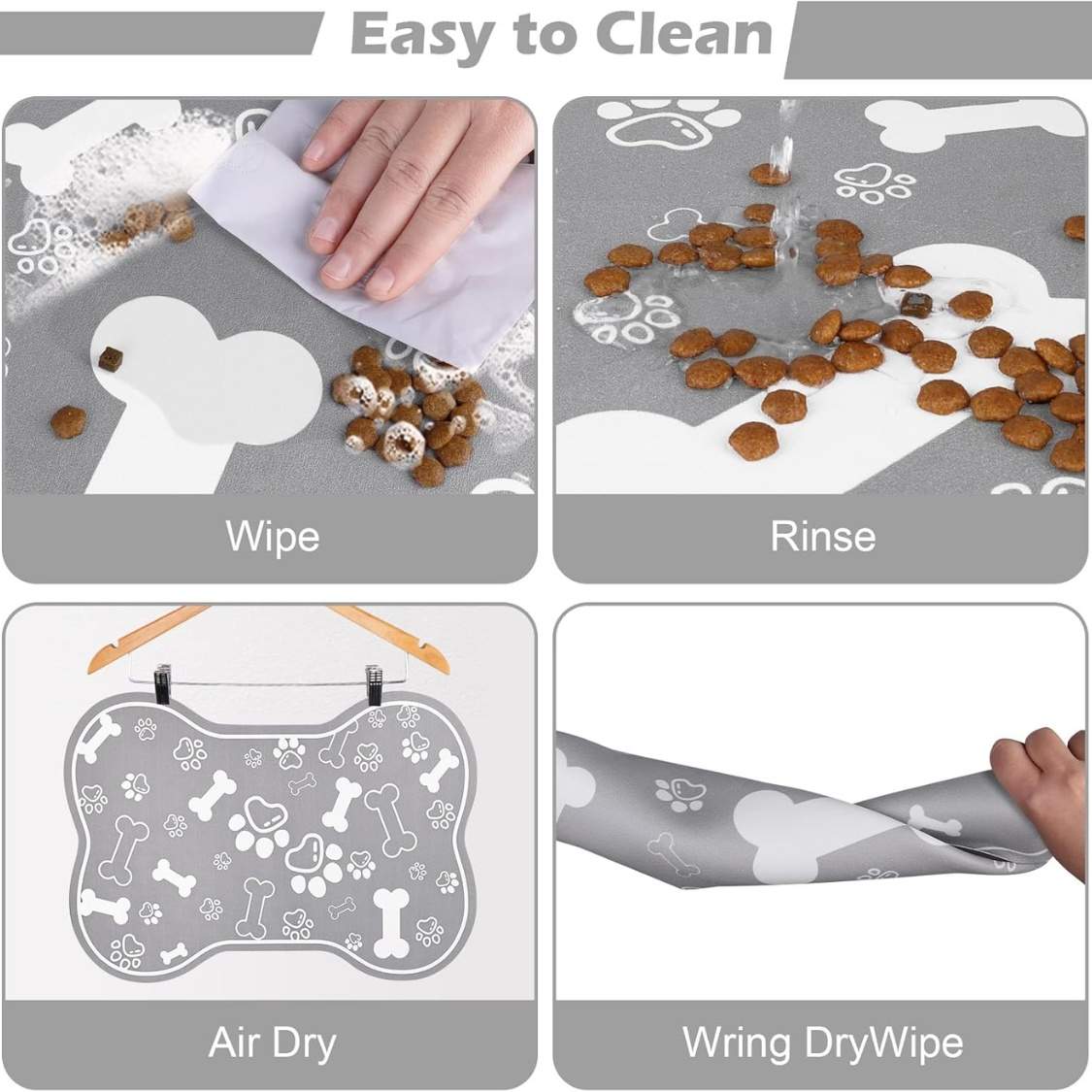 Dog Cat Food Mat,Rapid Absorbent Pet Feeding Mat, Bone Shaped Dog Placemat Water Bowl Mat With Rubber Backing,No Stains Dog Cat Food Mats Indoor, Pet - Image 4