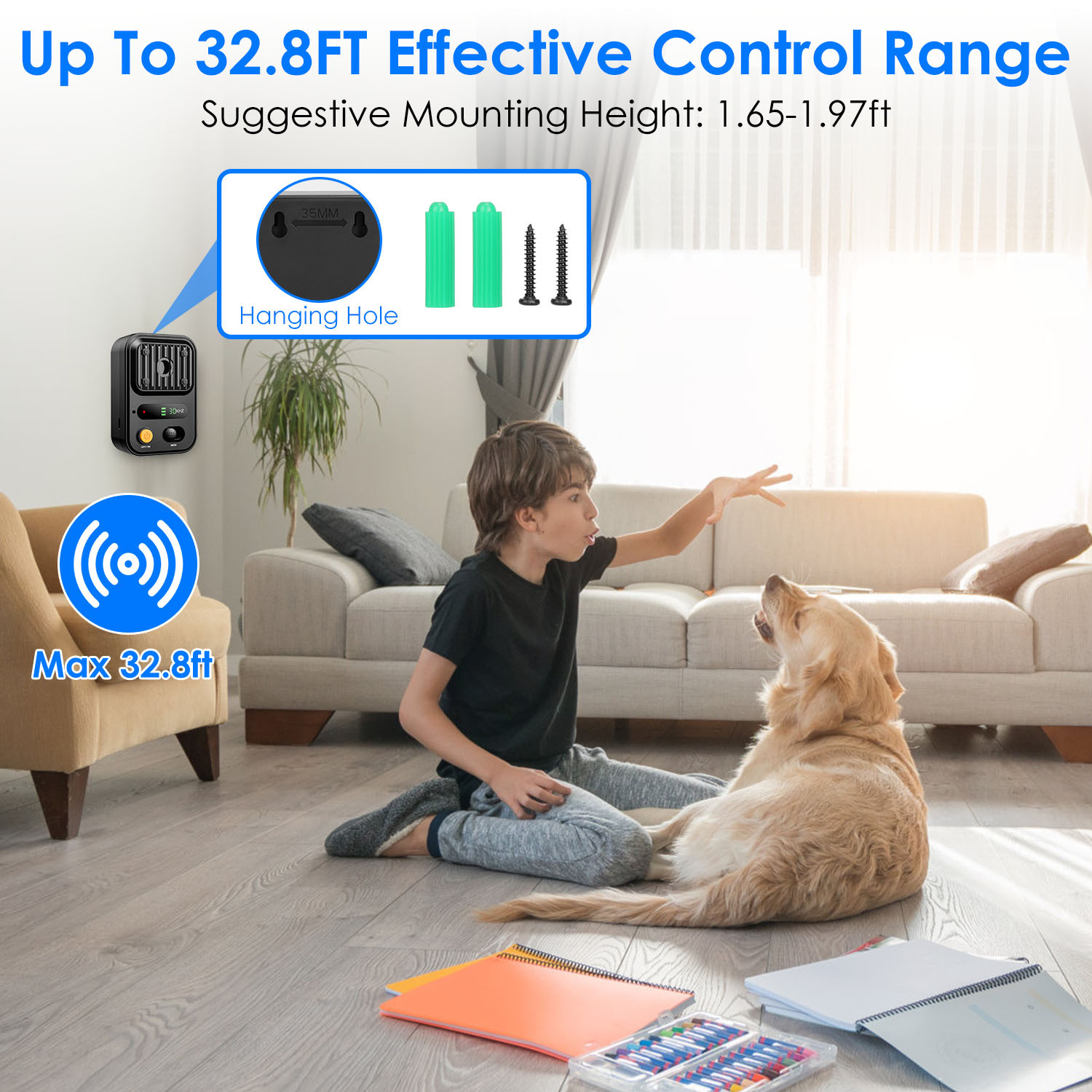 Black-Green Color Options -- 1Pc Ultrasonic Anti-Barking Device Rechargeable Auto Dog Bark Control Deterrent Box Training Device IPX4 Waterproof With 3 Frequency Max 32.8Feet Sensing Distance For Most - Image 10