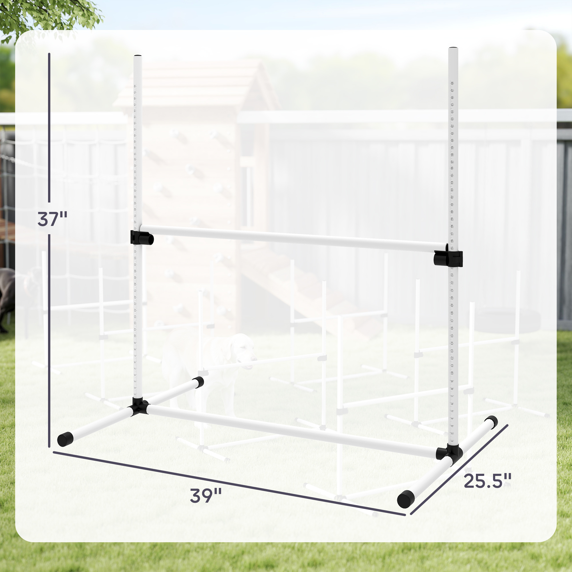6 Piece Dog Agility Set with Adjustable Height Jump Bars, Carry Bag, Displacing Top Bar, White - Image 8