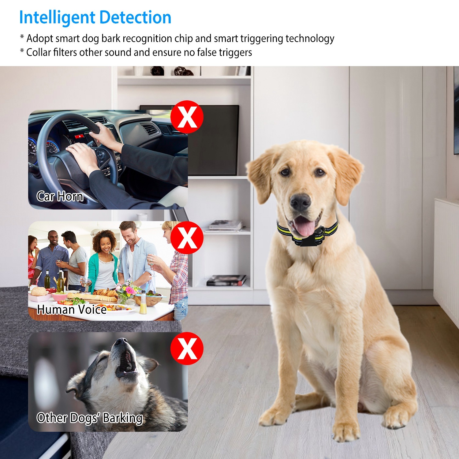 Dog Bark Collar Rechargeable Waterproof Beep Vibration Static Stimulation Bark Stopper Automatic Identification Collar With 6 Intensity Dual Modes - Image 4