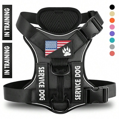 Reflective Breathable Solid Color Polyester Dog Strap - Image 9