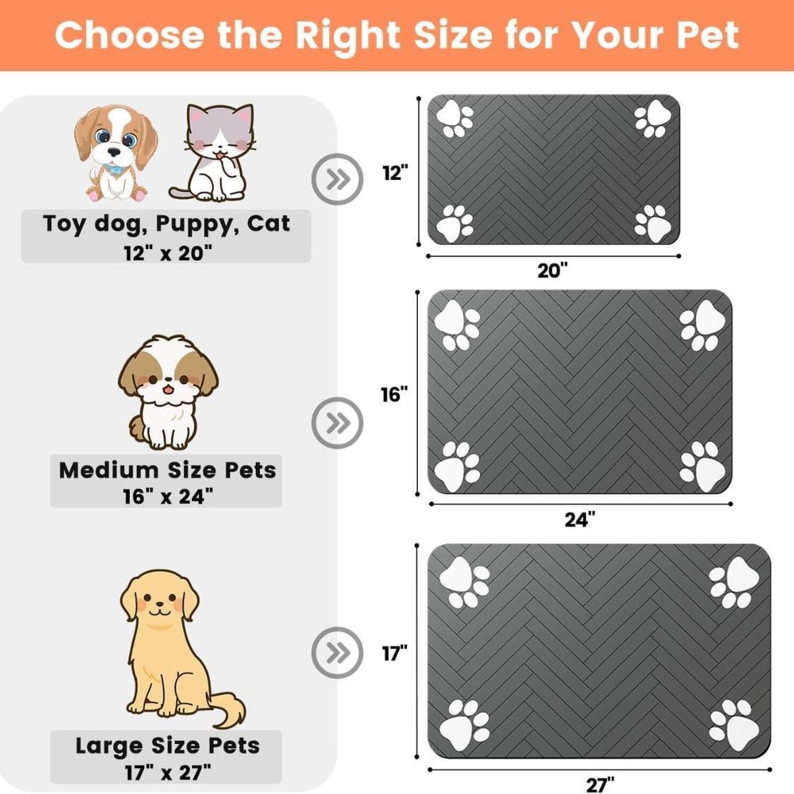Pet Feeding Mat Absorbent Pet Placemat For Food And Water Bowl With Waterproof Rubber Backing Quick Dry Water Dispenser Mat For Dog And Cat - Image 6