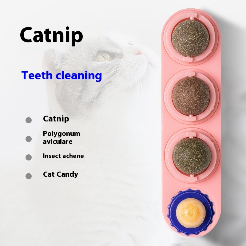 4 In 1 Rotating Catnip Silver Vine Ball Teeth Cleaning Acne Prevention Digestive Health Wall Stick On Toy Edible Safe Material - Image 6