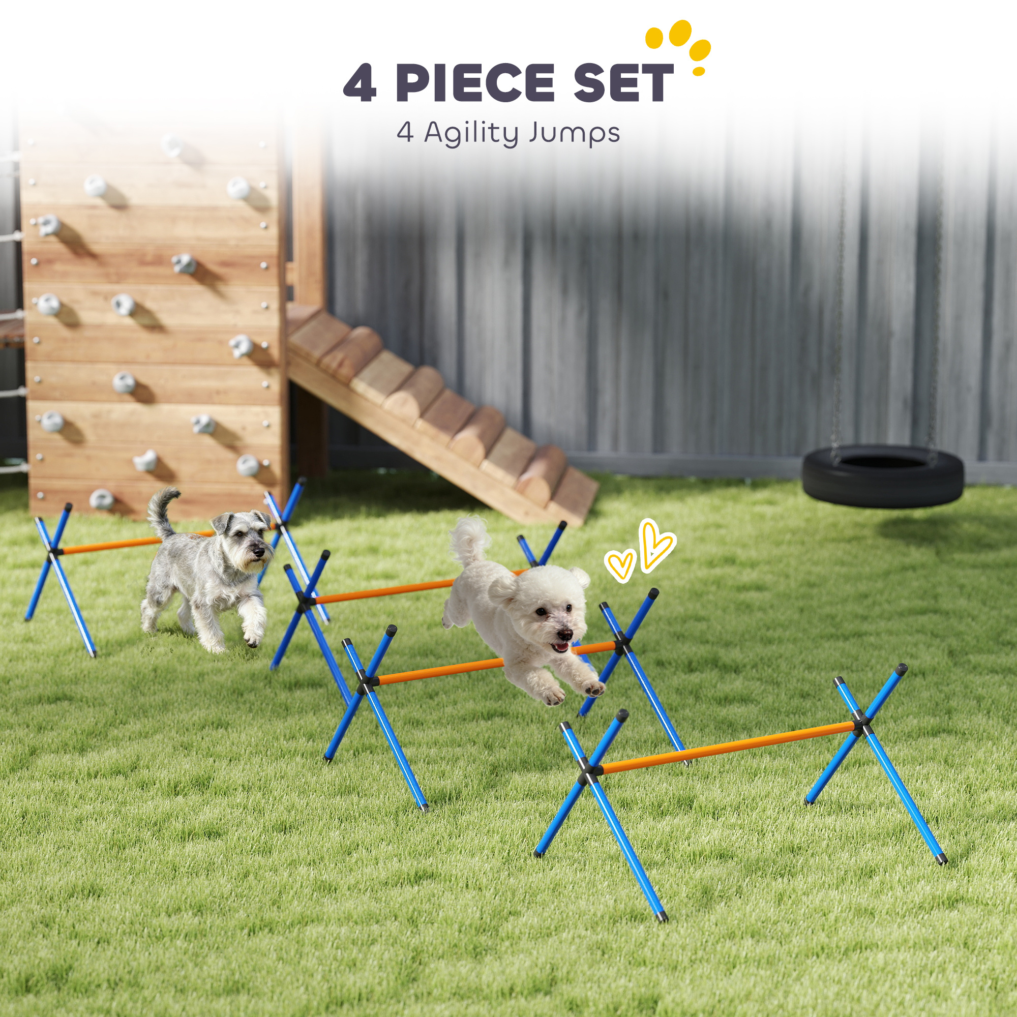 4 Pieces Dog Agility Equipment, Dog Agility Course Backyard Set with Adjustable Height Jump Bars and Carry Bag - Image 2