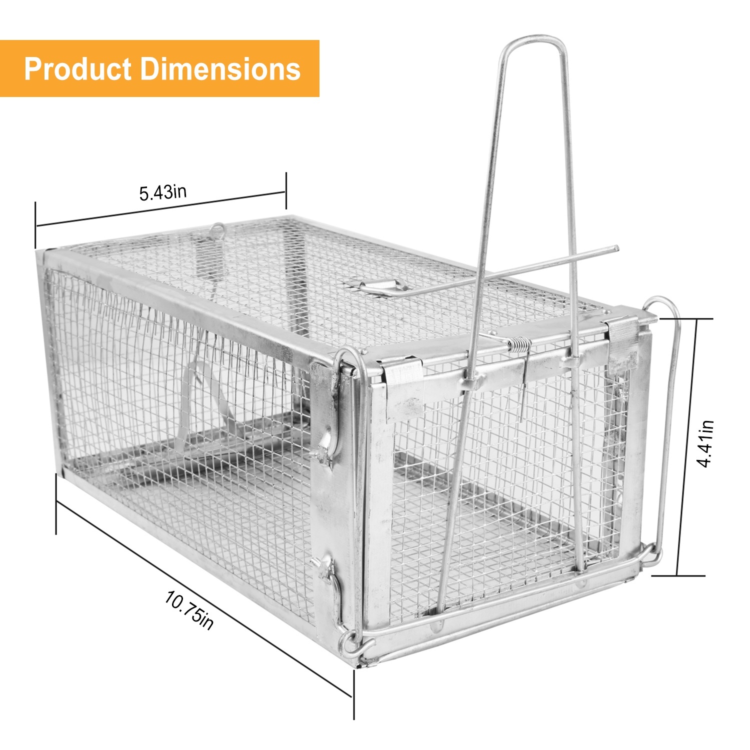 Humane Live Animal Trap, Galvanized Steel Mouse Cage Trap With Sensitive Gravity Pedal, Escape-Proof Design, Reusable Rodent Catcher For Home Yard Garage Restaurant - Image 2