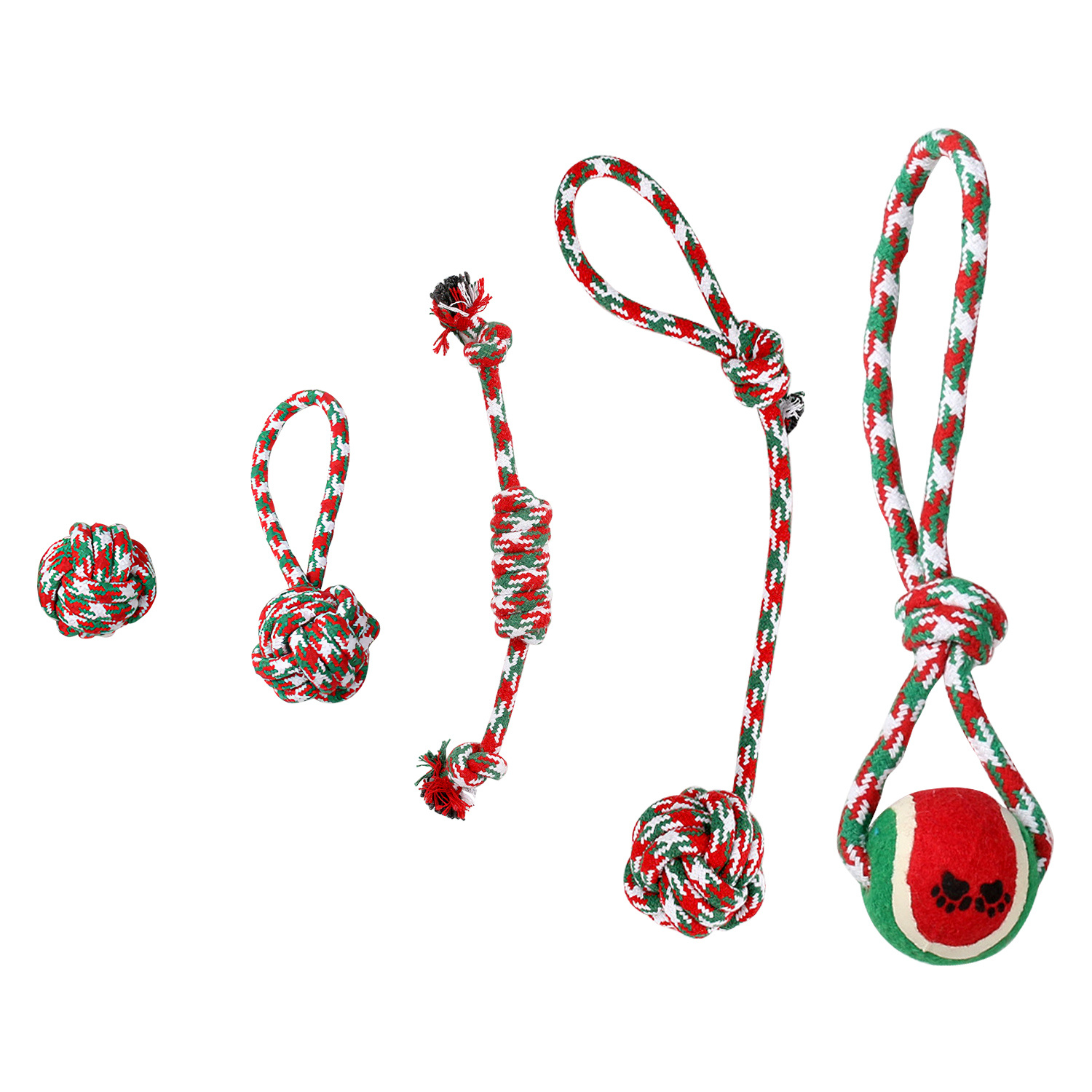 Set Of 5Pcs Christmas Dog Rope Chew Toys Dog Interactive Toys Set For Puppy Small Medium Aggressive Chewers Dogs Training Teething Playing - Image 8