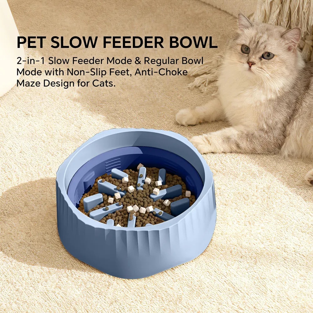 2-in-1 Dual Mode Large Plastic Cat Slow Feeder Bowl, Switchable Fast&Slow Feed - Image 9