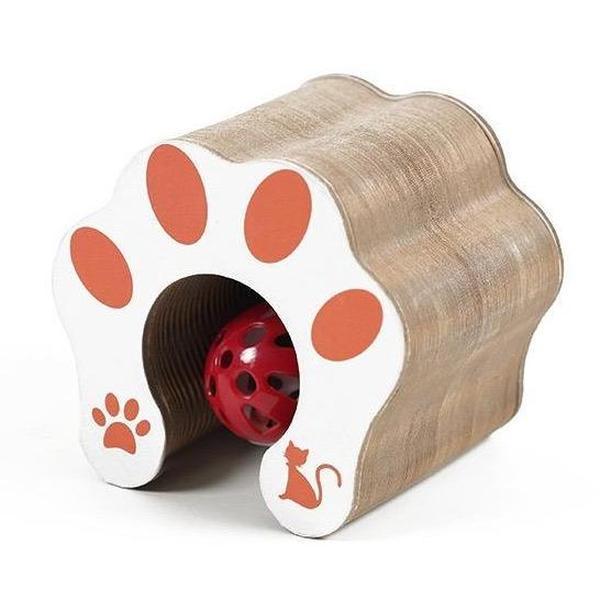 One-piece Cat Scratching Post, Accordion-style Folding Design, Wood Grain, Anti-scratch, Wear-resistant, Interactive Cat Toy.