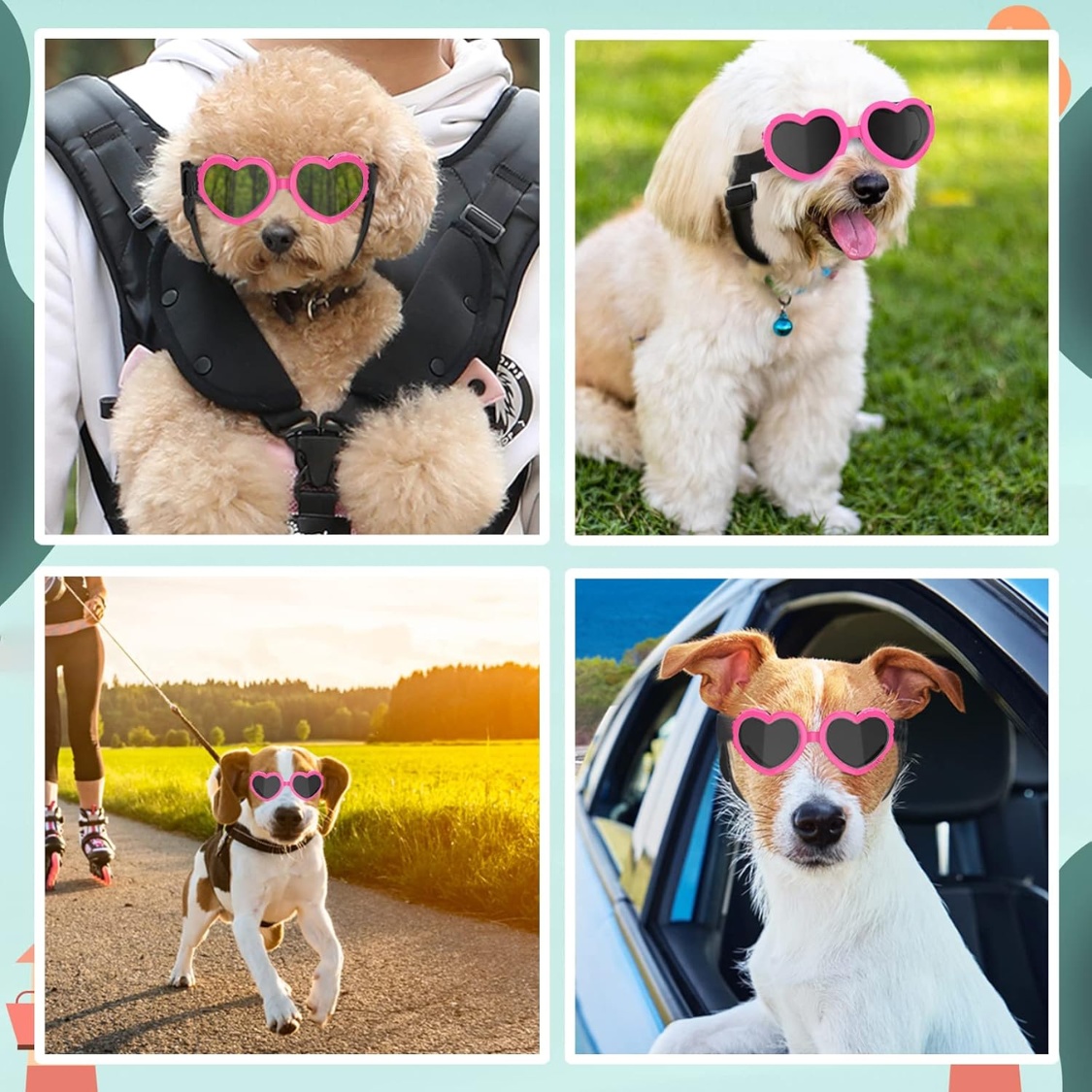Small Dog Sunglasses UV Protection Heart Shape Dogs Goggles - Image 6
