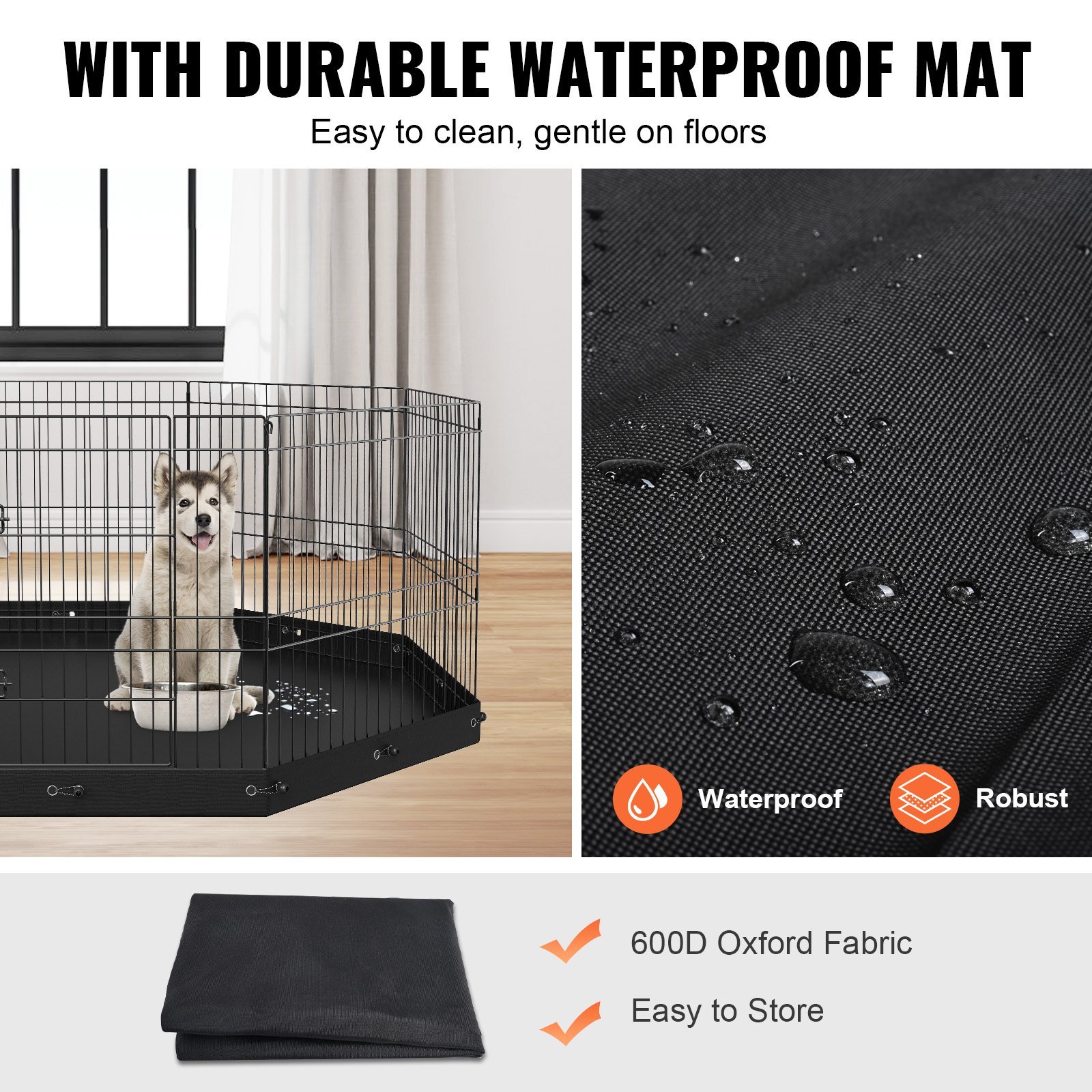 Dog Playpen, 8 Panels Foldable Metal Dog Exercise Pen With Bottom Pad, 24' H Pet Fence Puppy Crate Kennel With Ground Stakes, Indoor Outdoor Dog Pen For Small Medium Pets, For Camping, Yard - Image 3