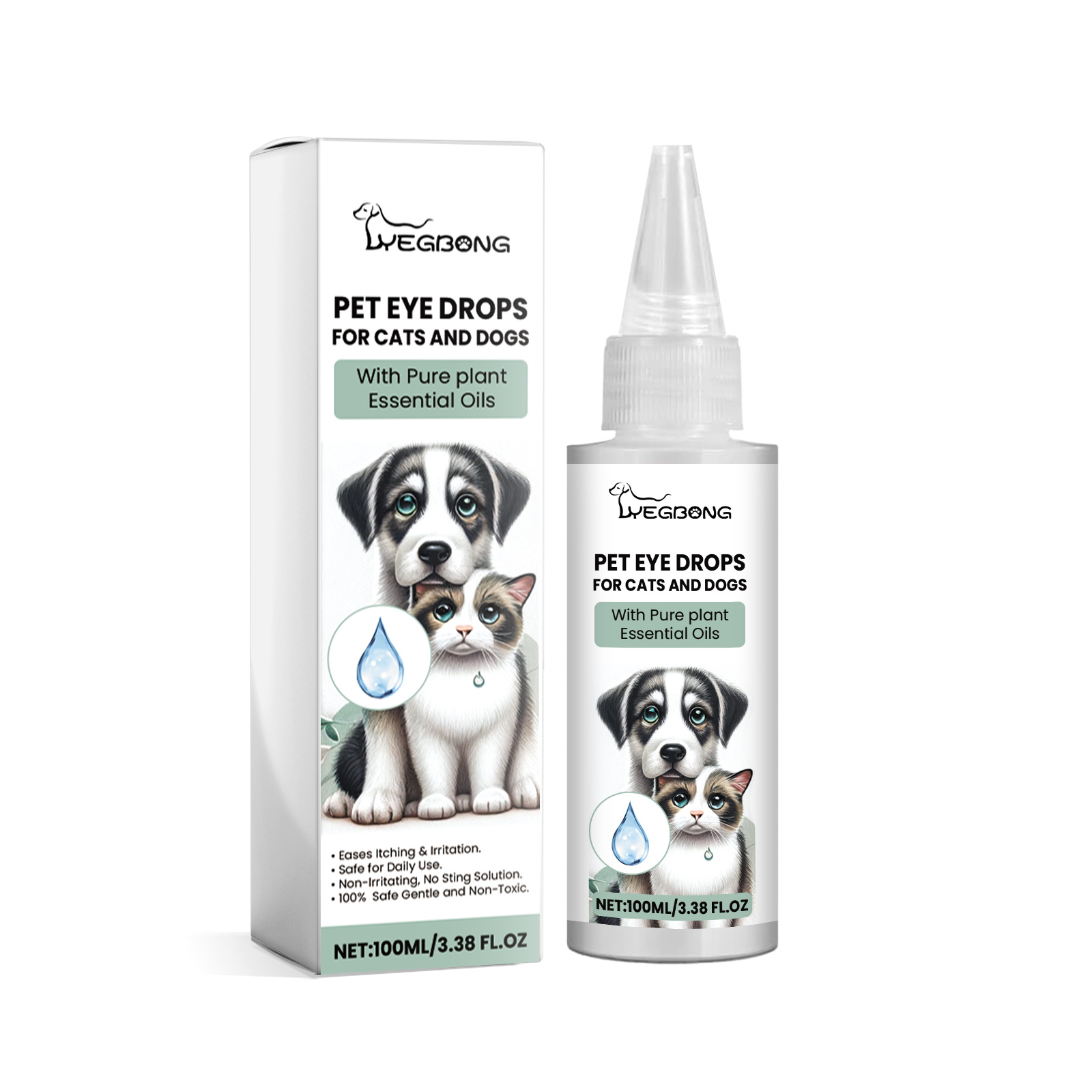 Pet Eye Drops For Dogs & Cats, Gentle Eye Cleaner With Honeysuckle Oil & Blueberry Extract, Soothes Irritation, Tear Stain Remover For Pet Daily Eye Care