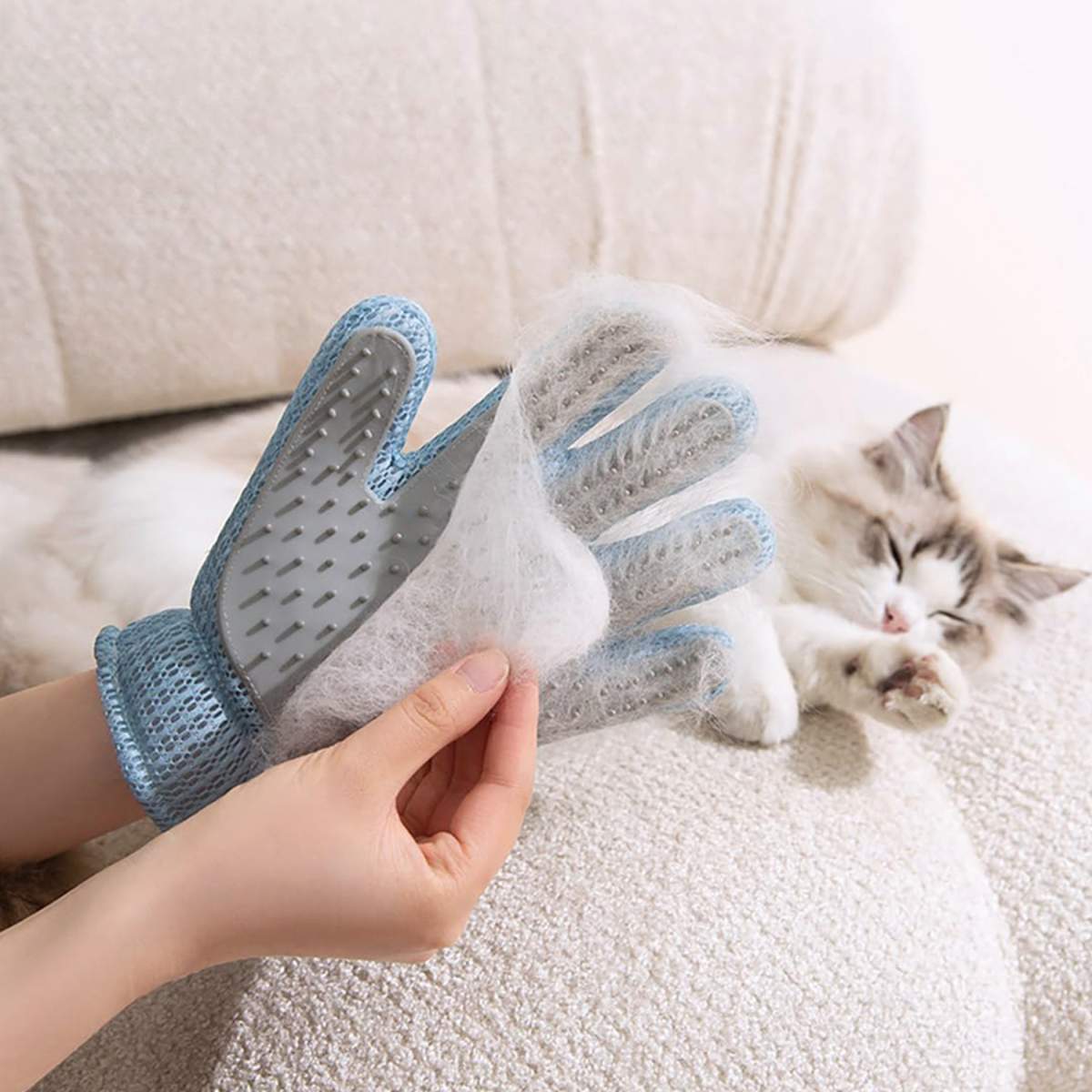 2in1 Double Sided Pet Grooming Glove, Deshedding Massage Brush Mitt For Cats & Dogs, Remove Loose Fur On Pets & Furniture, Easy Clean - Image 6