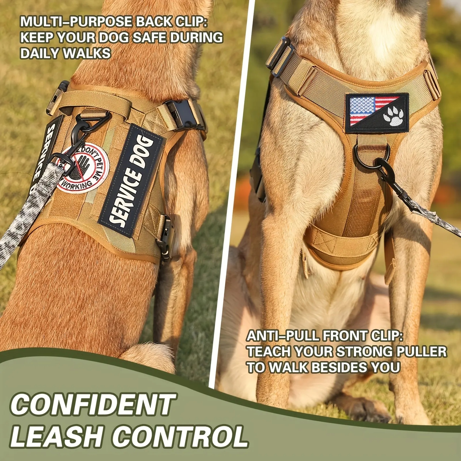 Tactical Service Dog Harness Vest – Adjustable Reflective Metal Buckle - Image 8