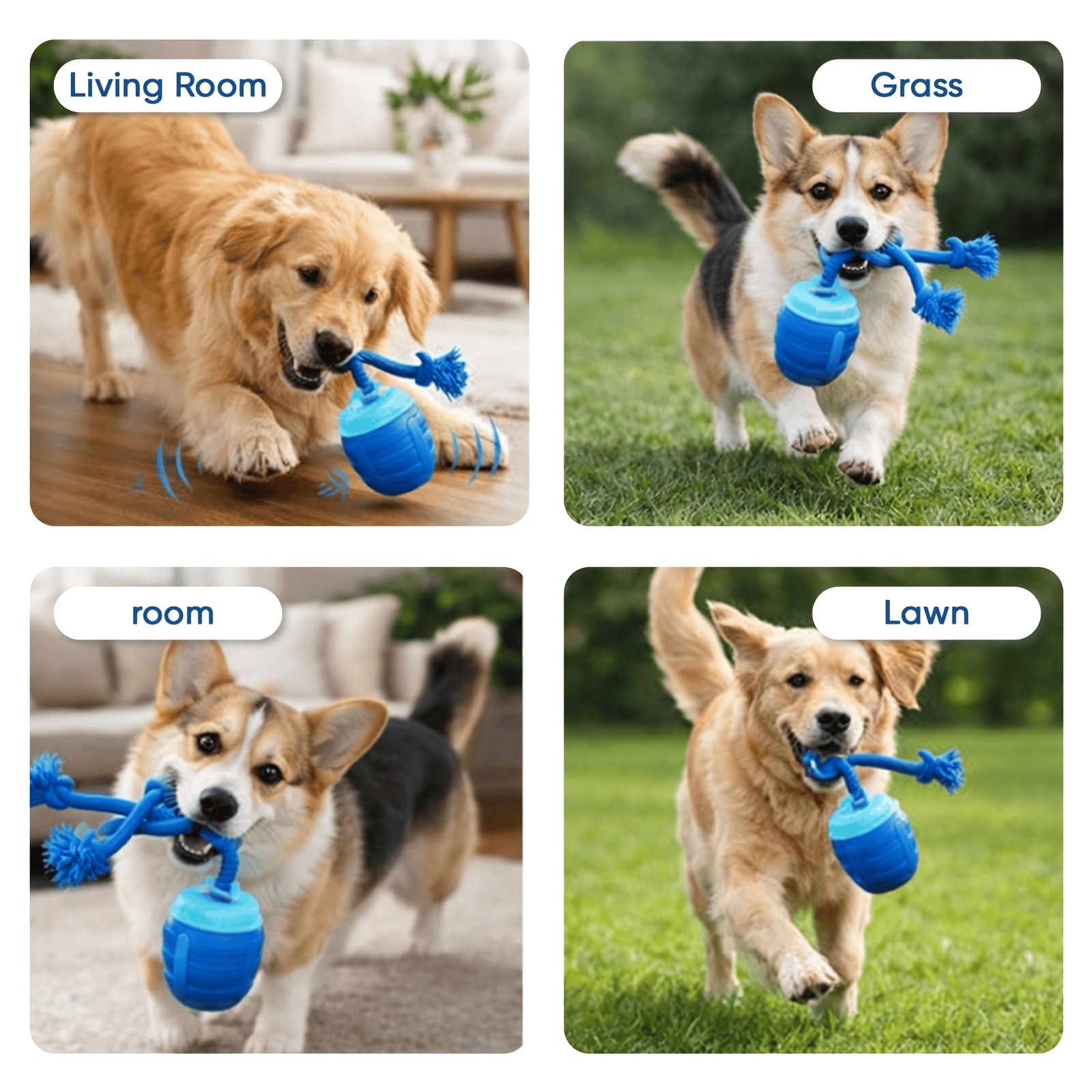 2026 Upgraded Smart Interactive Dog Toy Ball Boosts Intelligence Fitness For Small Medium Large Dogs Fits Indoor Hardwood Floors Outdoor Carpet Randomly Comes With 1 Spare Chew Rope - Image 4