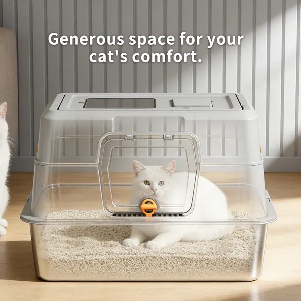 2025 Must-Buy Fully Enclosed Stainless Steel Cat Litter Box, Odor-Proof, Anti-Splash, Spacious For Large Cats - Image 2