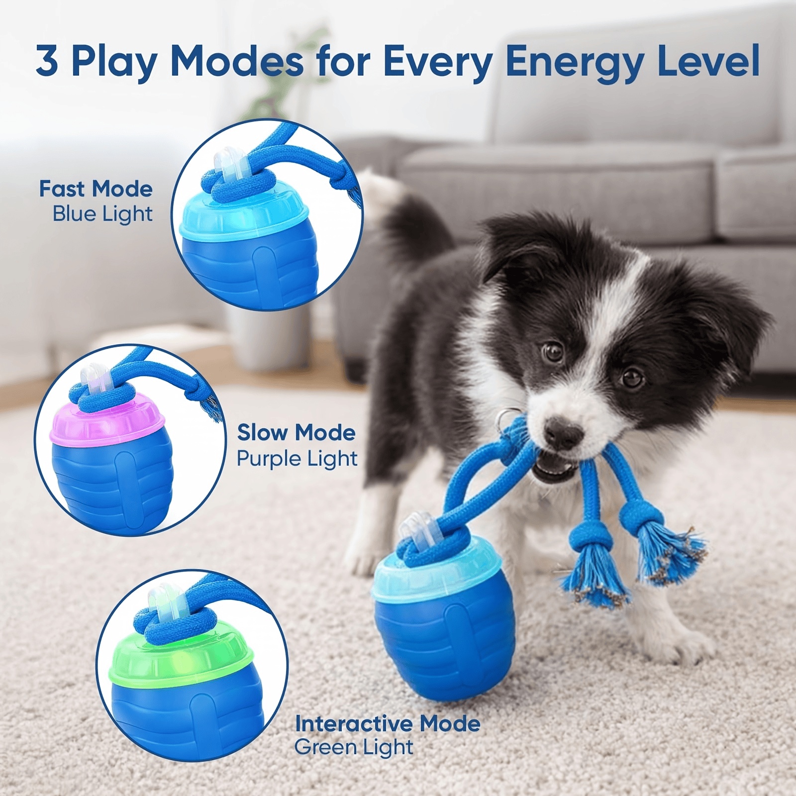 2026 Upgraded Smart Interactive Dog Toy Ball Boosts Intelligence Fitness For Small Medium Large Dogs Fits Indoor Hardwood Floors Outdoor Carpet Randomly Comes With 1 Spare Chew Rope - Image 2